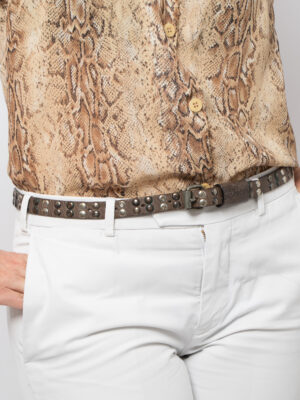DATCH Vintage Studded Skinny Leather Belt