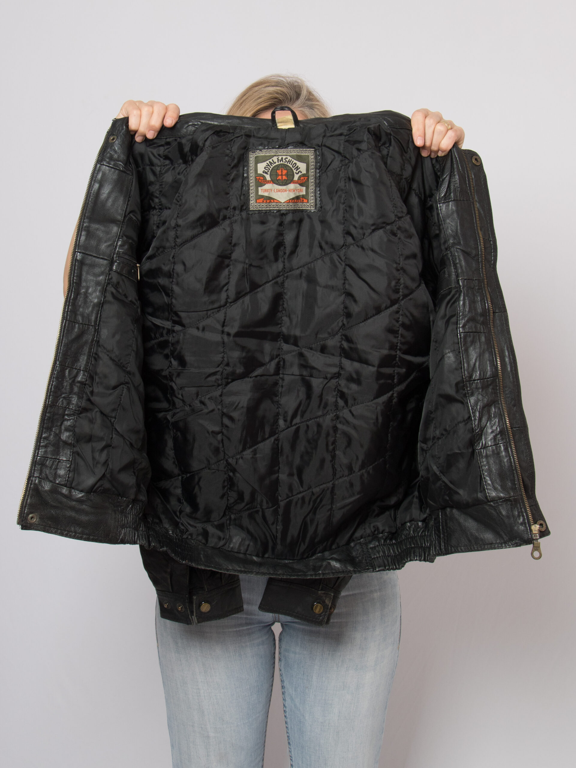 90s Black Leather Bomber Jacket Oversized 90s Black Leather Bomber Jacket Oversized - Image 2