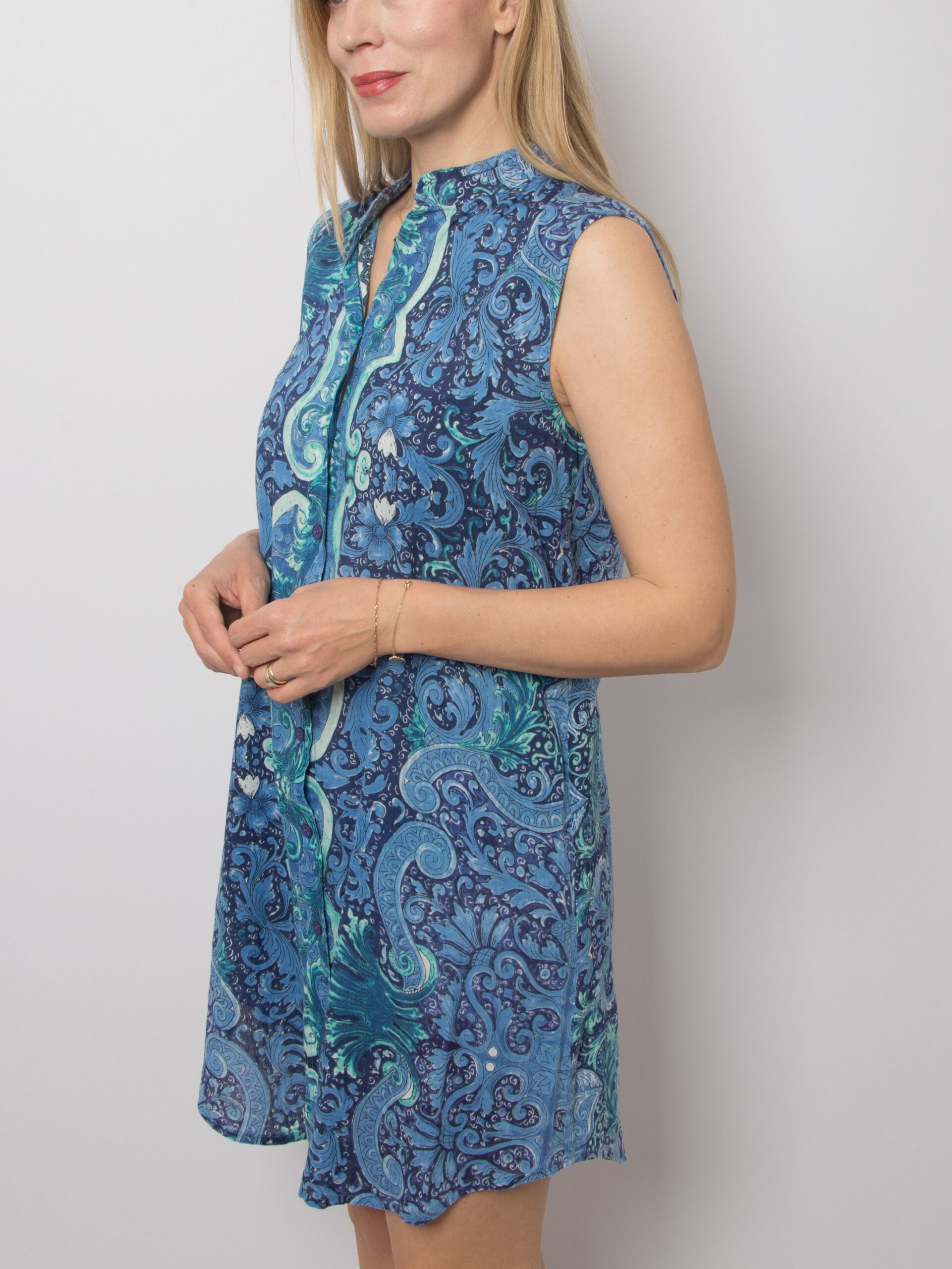 Vintage Blue Paisley Shirt Dress Vintage Blue Paisley Shirt Dress - Image 2