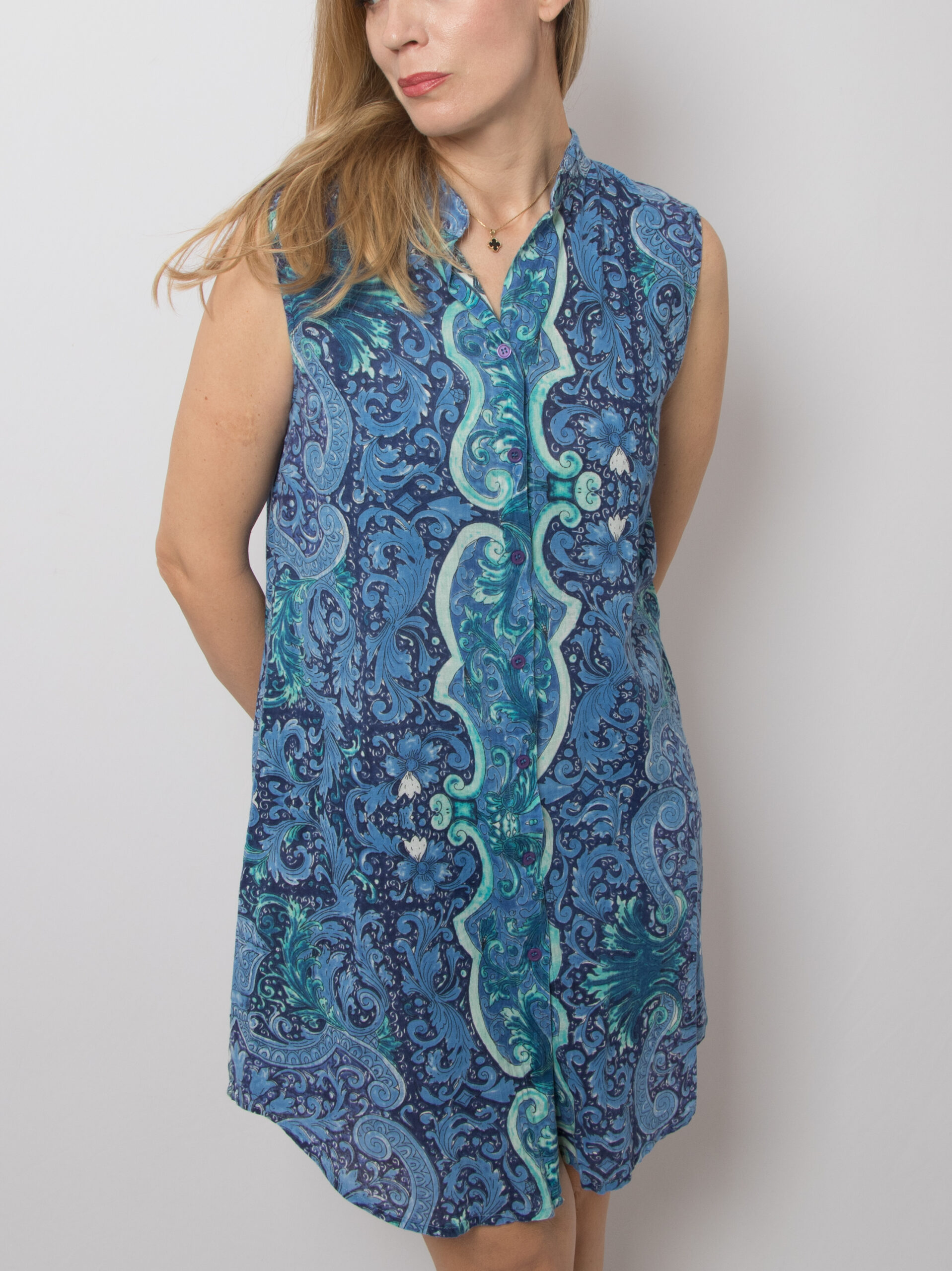 Vintage Blue Paisley Shirt Dress Vintage Blue Paisley Shirt Dress