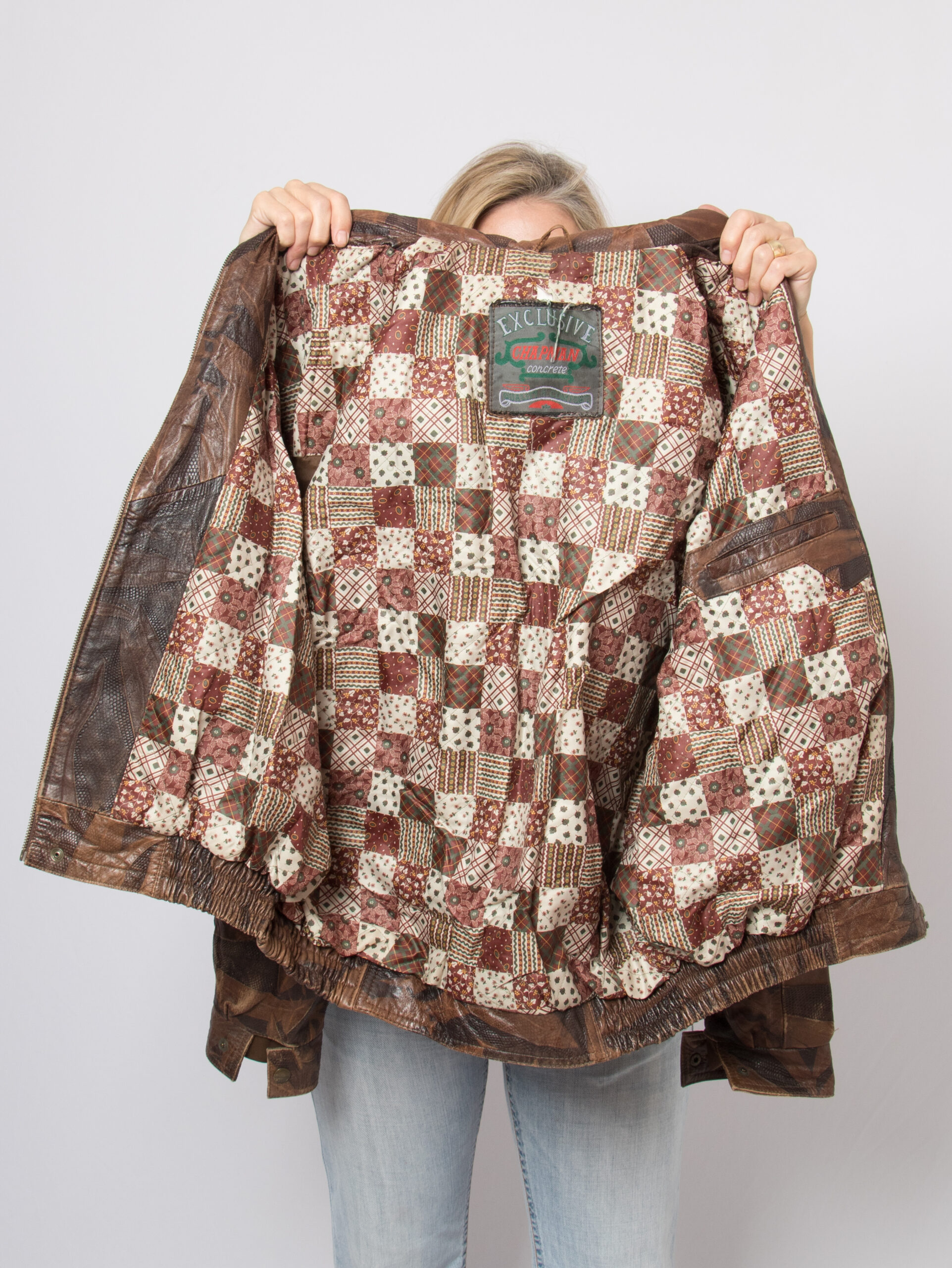 90s Patchwork Leather Bomber Jacket 90s Patchwork Leather Bomber Jacket - Image 10