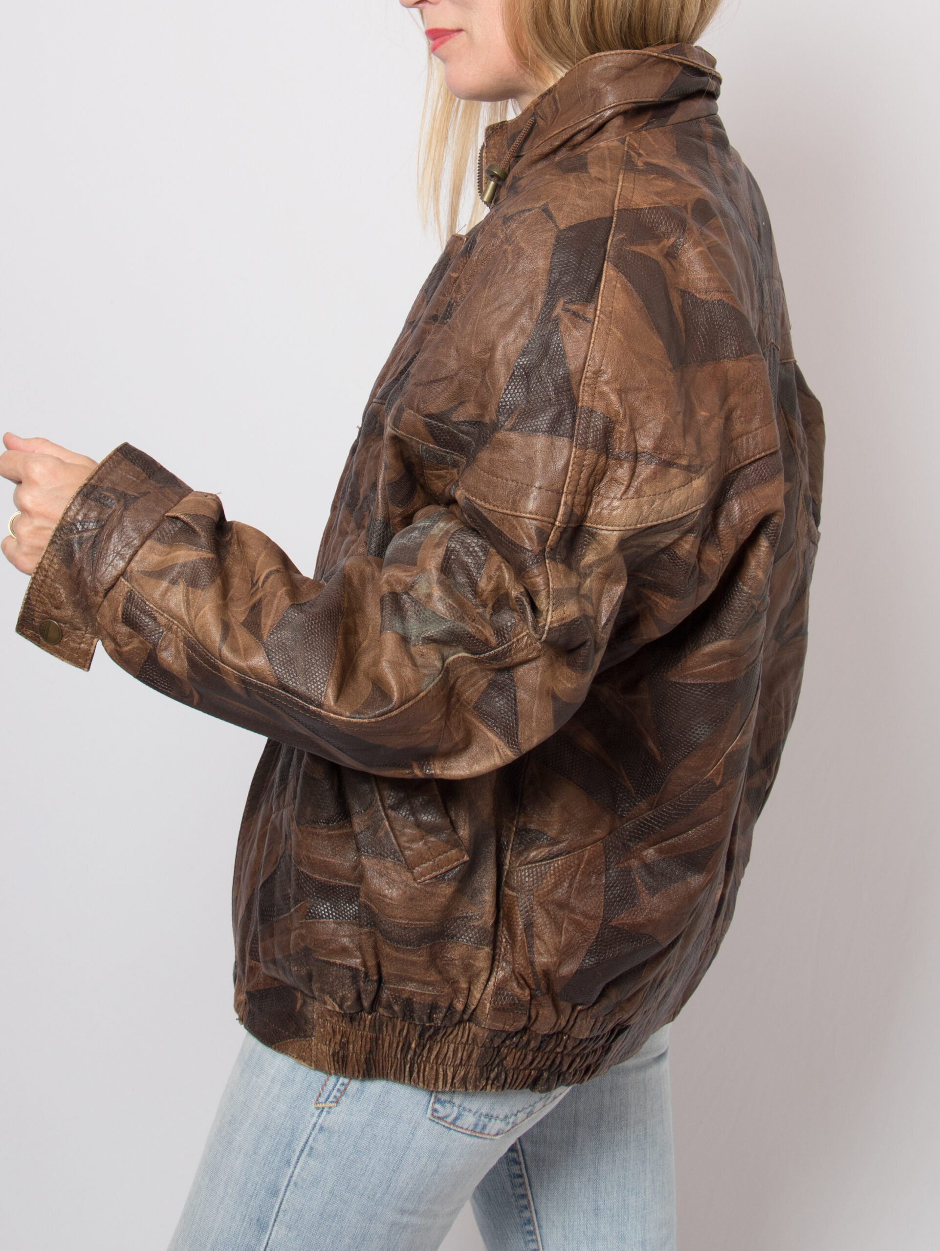 90s Patchwork Leather Bomber Jacket 90s Patchwork Leather Bomber Jacket - Image 3