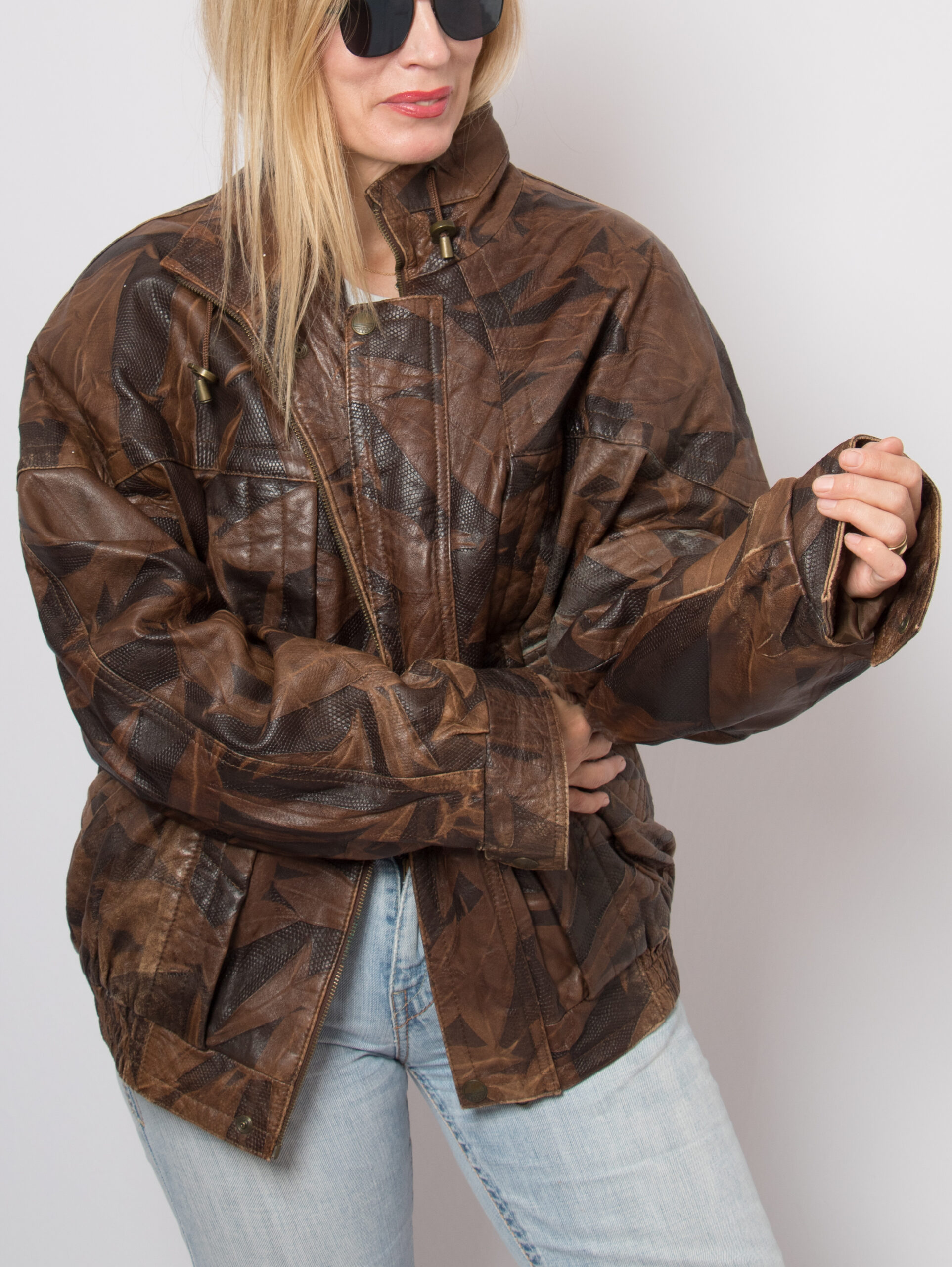 90s Patchwork Leather Bomber Jacket 90s Patchwork Leather Bomber Jacket - Image 6