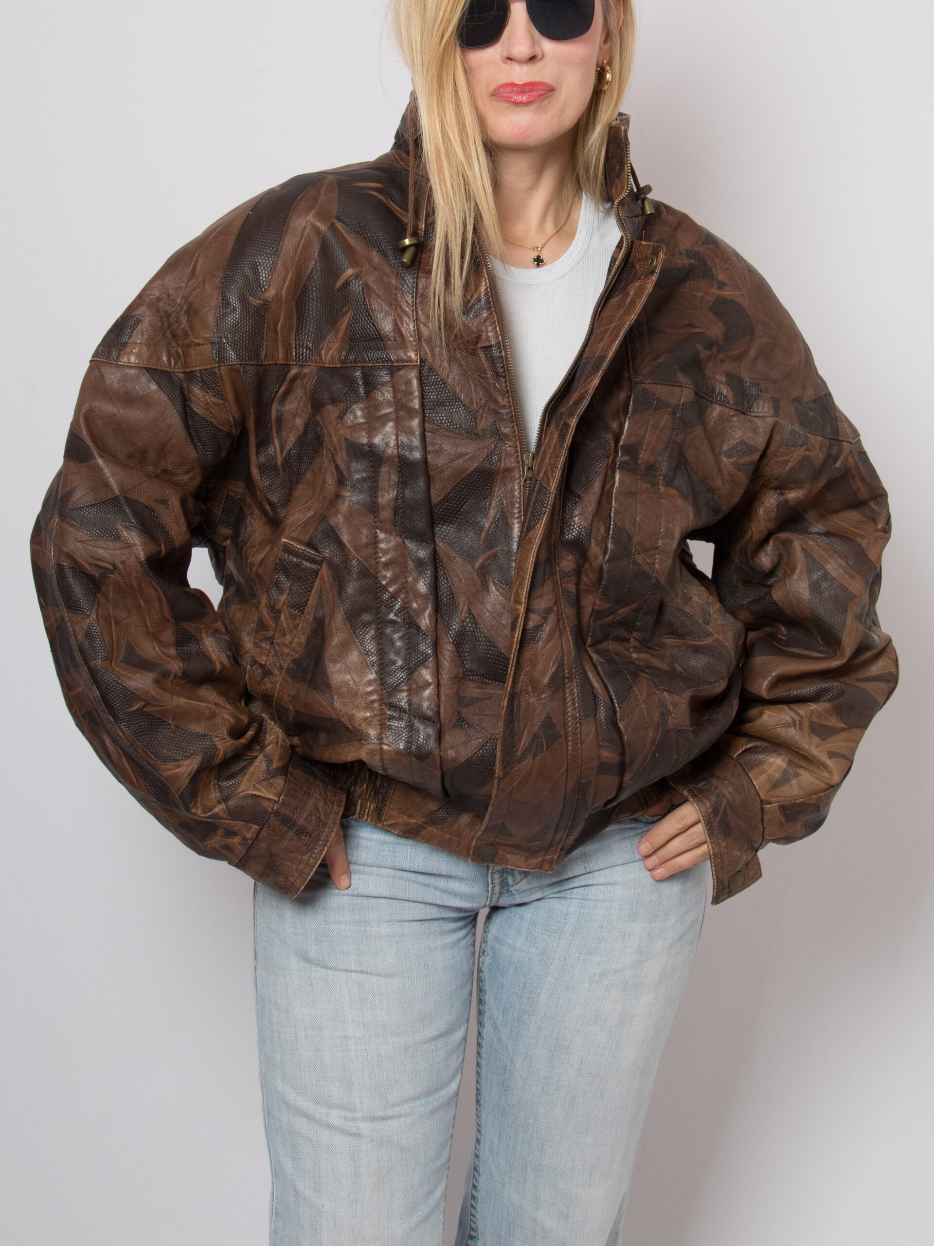 90s Patchwork Leather Bomber Jacket 90s Patchwork Leather Bomber Jacket - Image 7