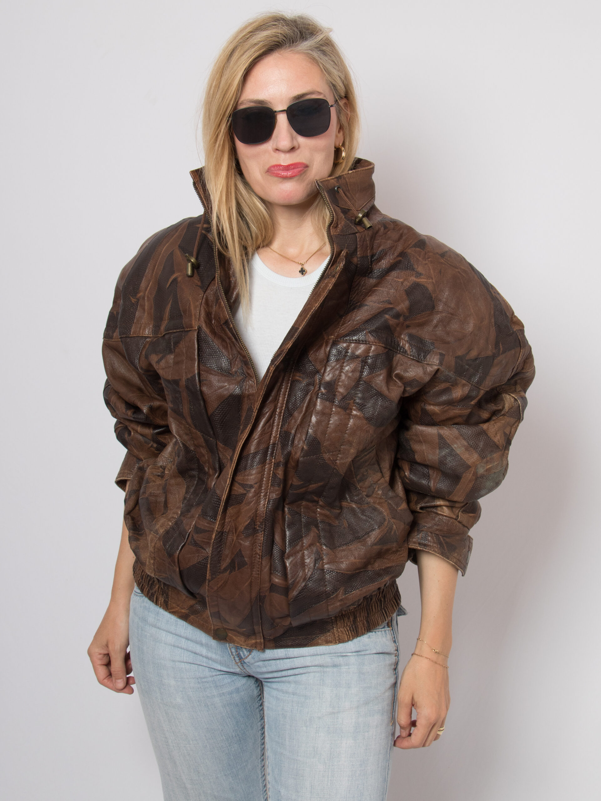 90s Patchwork Leather Bomber Jacket 90s Patchwork Leather Bomber Jacket - Image 9