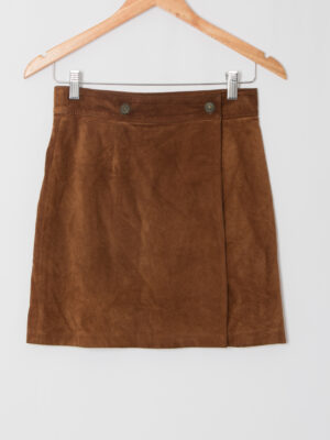 Vintage Suede Wrap Mini Skirt