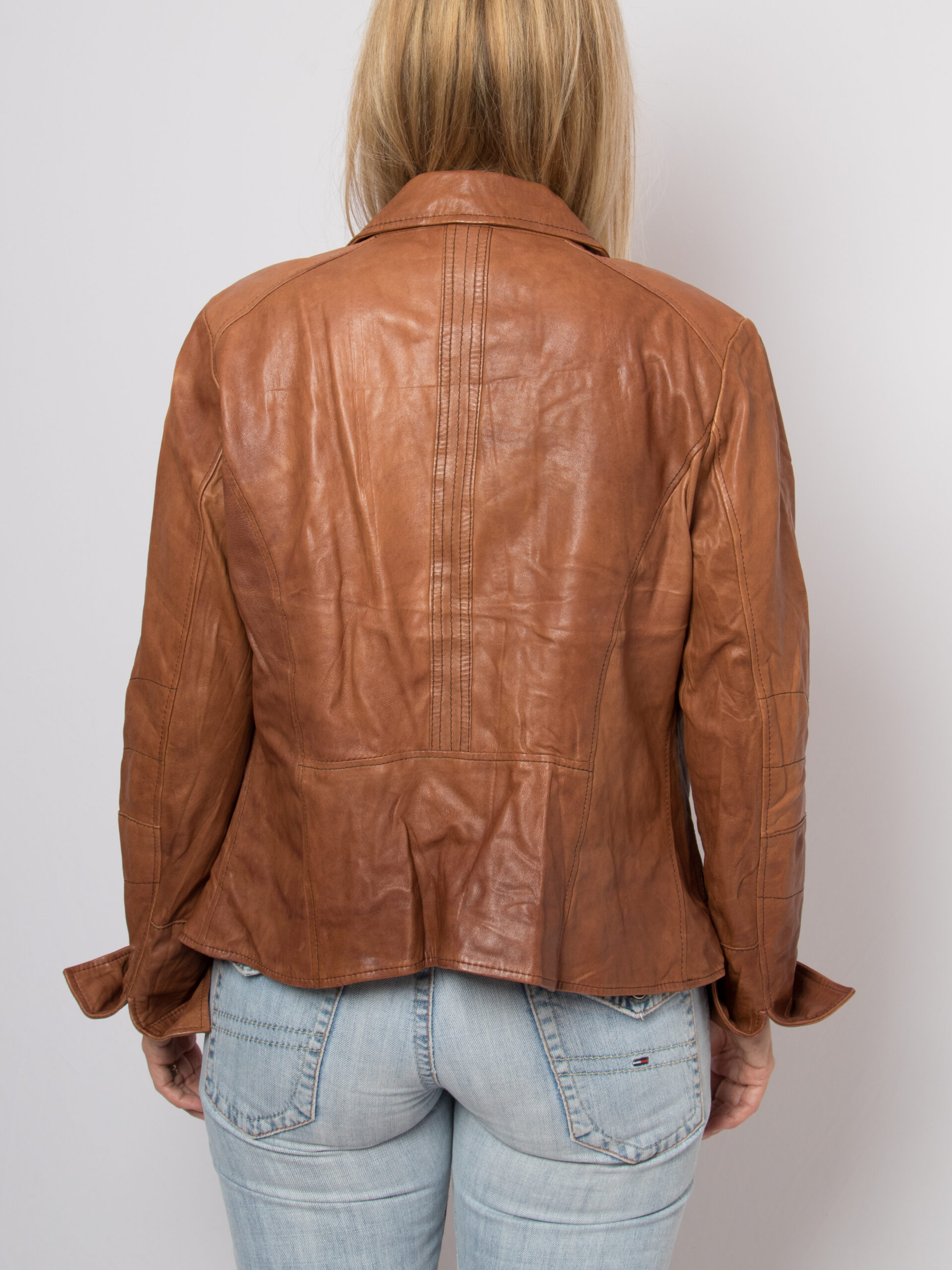 BIBA Brown Leather Jacket Military Style BIBA Brown Leather Jacket Military Style - Image 4