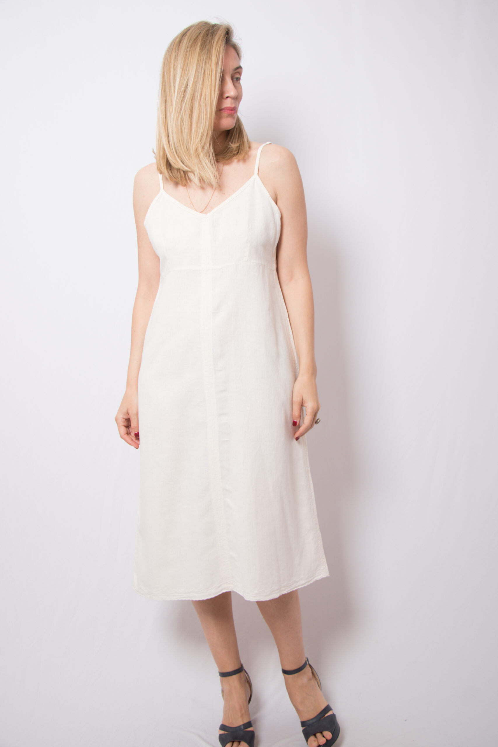 Elizabeth Emanuel Ivory Midi Slip Dress Elizabeth Emanuel Ivory Midi Slip Dress