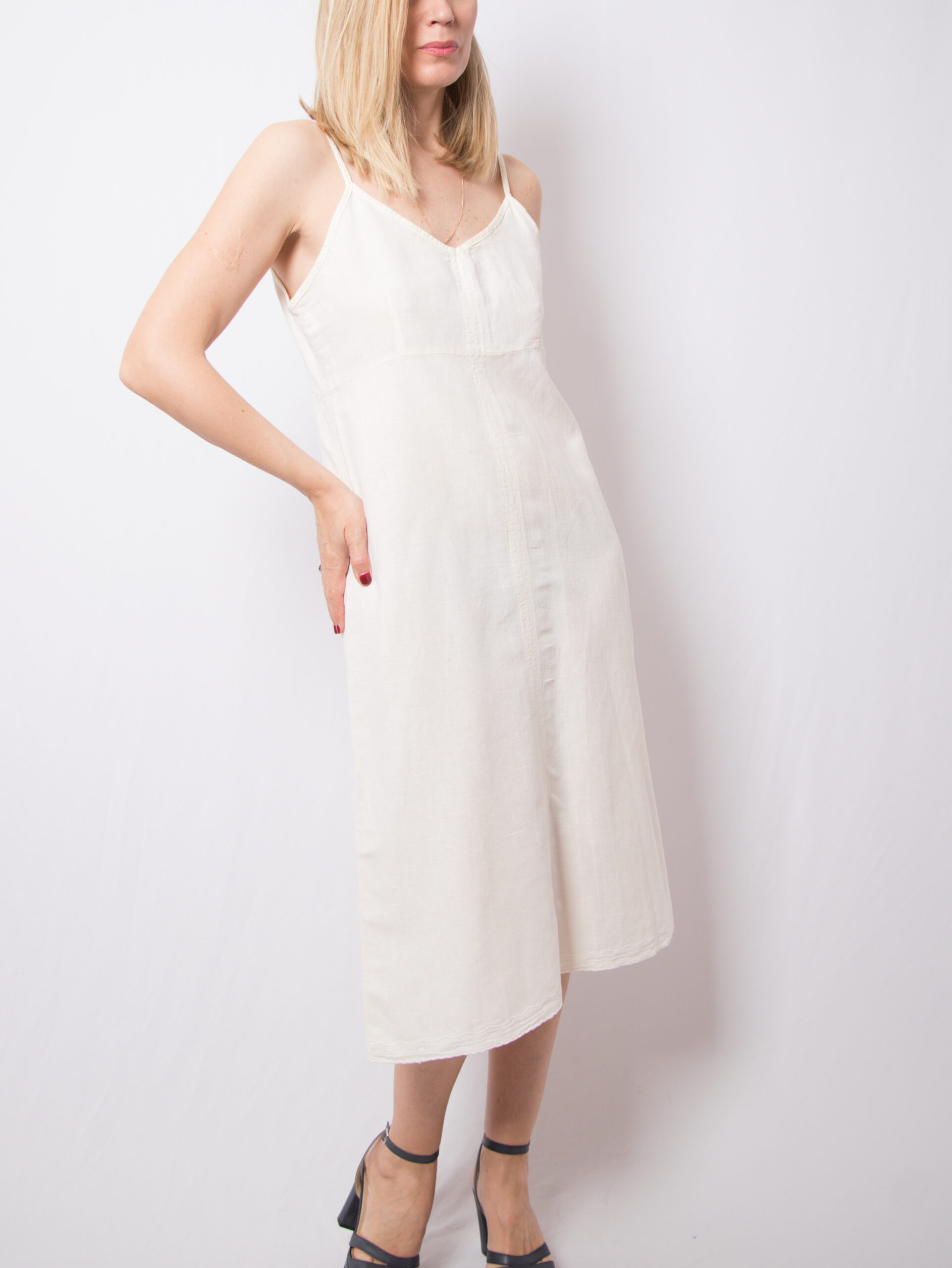 Elizabeth Emanuel Ivory Midi Slip Dress Elizabeth Emanuel Ivory Midi Slip Dress - Image 2