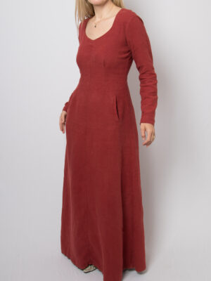 90s Long Sleeve Maxi Linen Dress