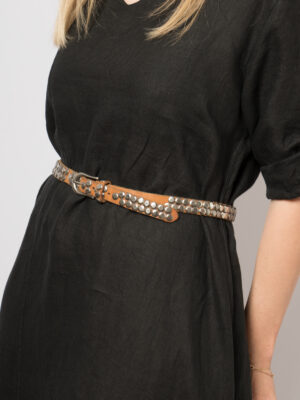 Vintage Skinny Studded Leather Belt
