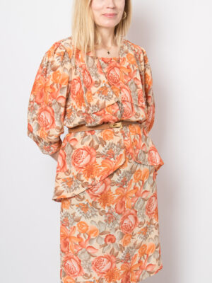 Gabriella Medici Vintage Floral Silk Dress