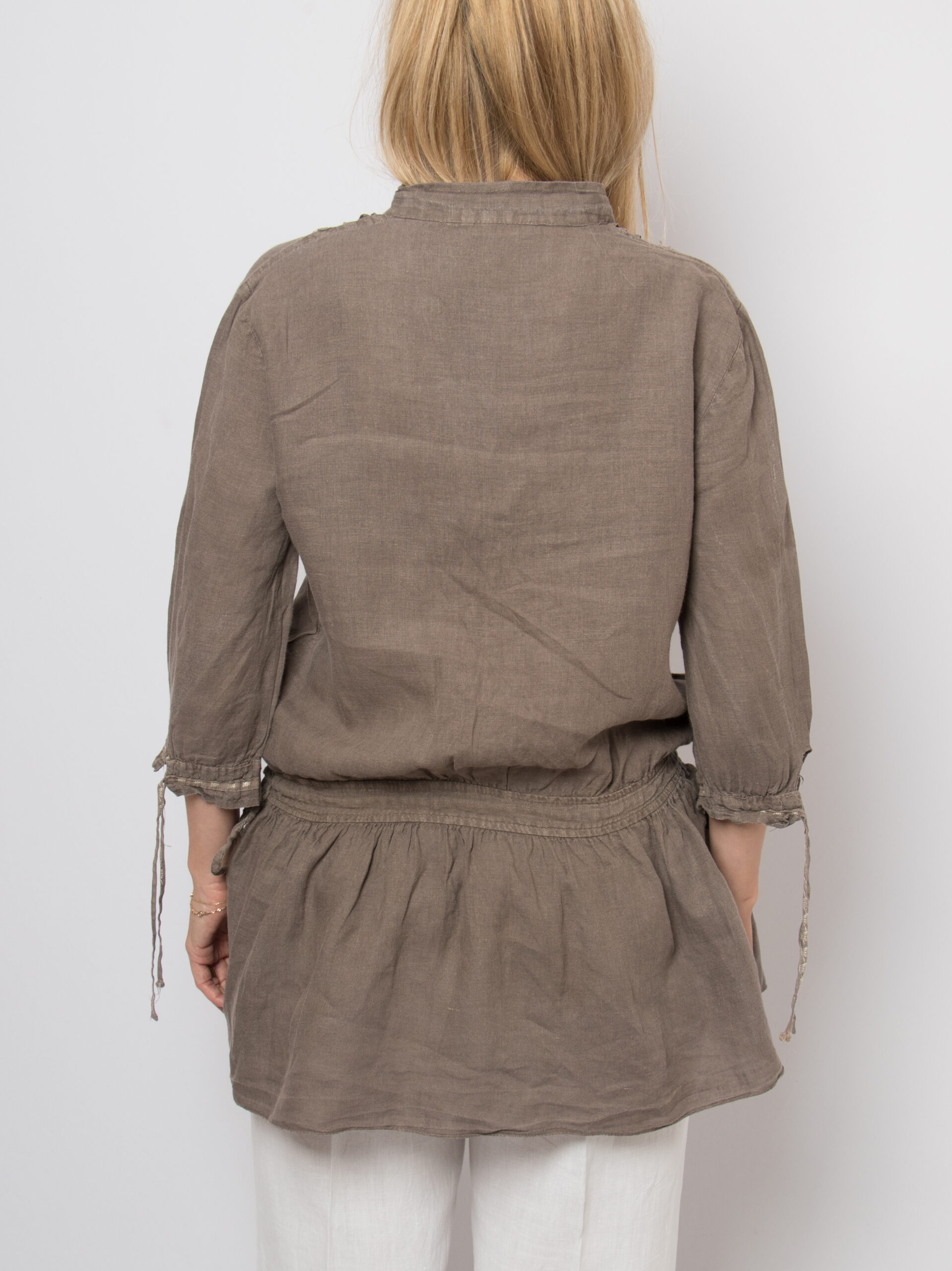 Vintage Taupe Linen Tunic Blouse Vintage Taupe Linen Tunic Blouse - Image 5