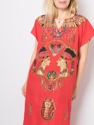 Vintage Red Long Egyptian Dress