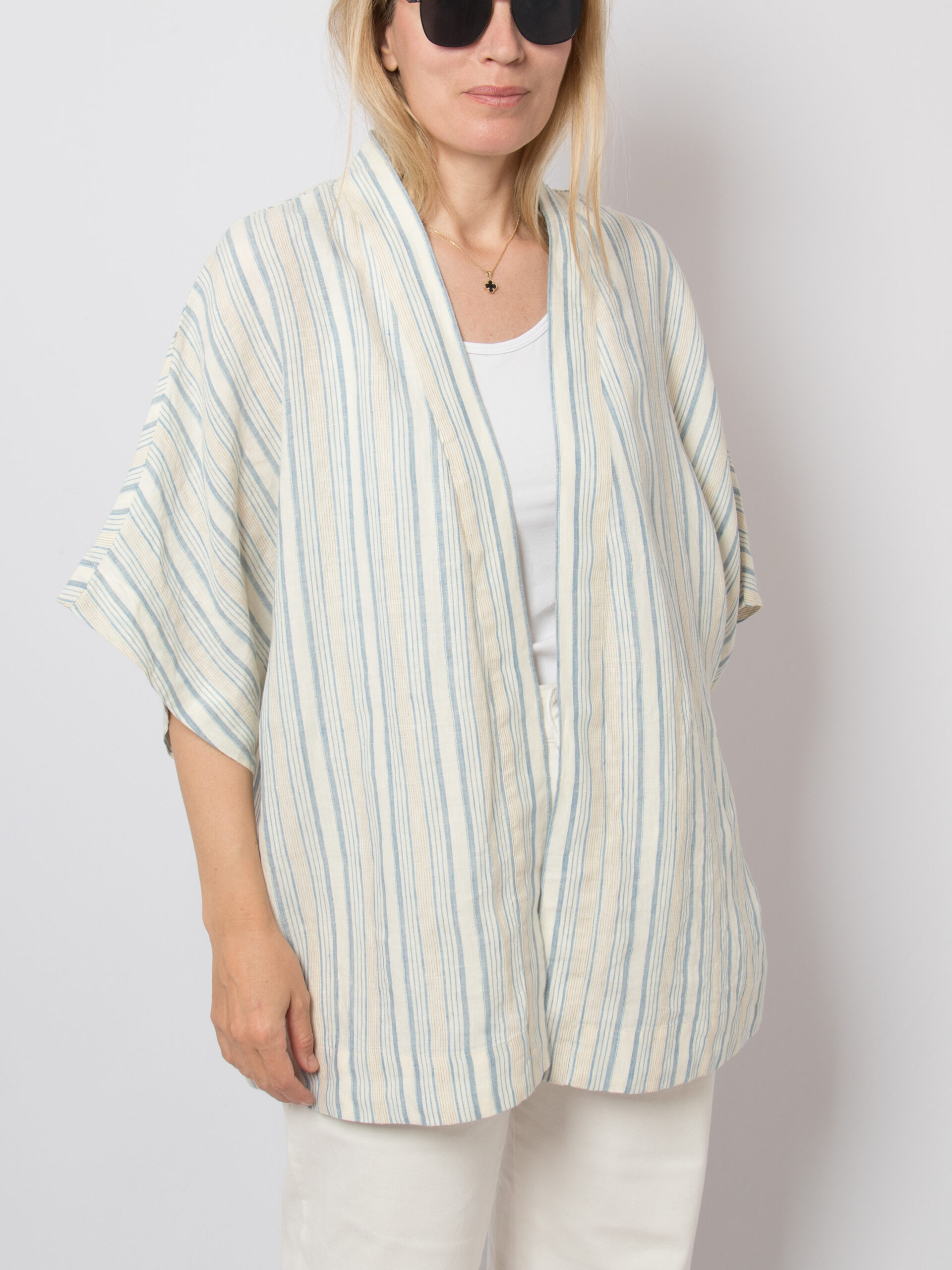 Vintage Striped Linen Kimono Jacket Vintage Striped Linen Kimono Jacket - Image 2
