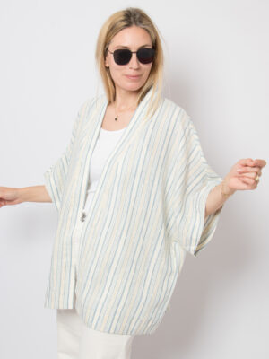 Vintage Striped Linen Kimono Jacket
