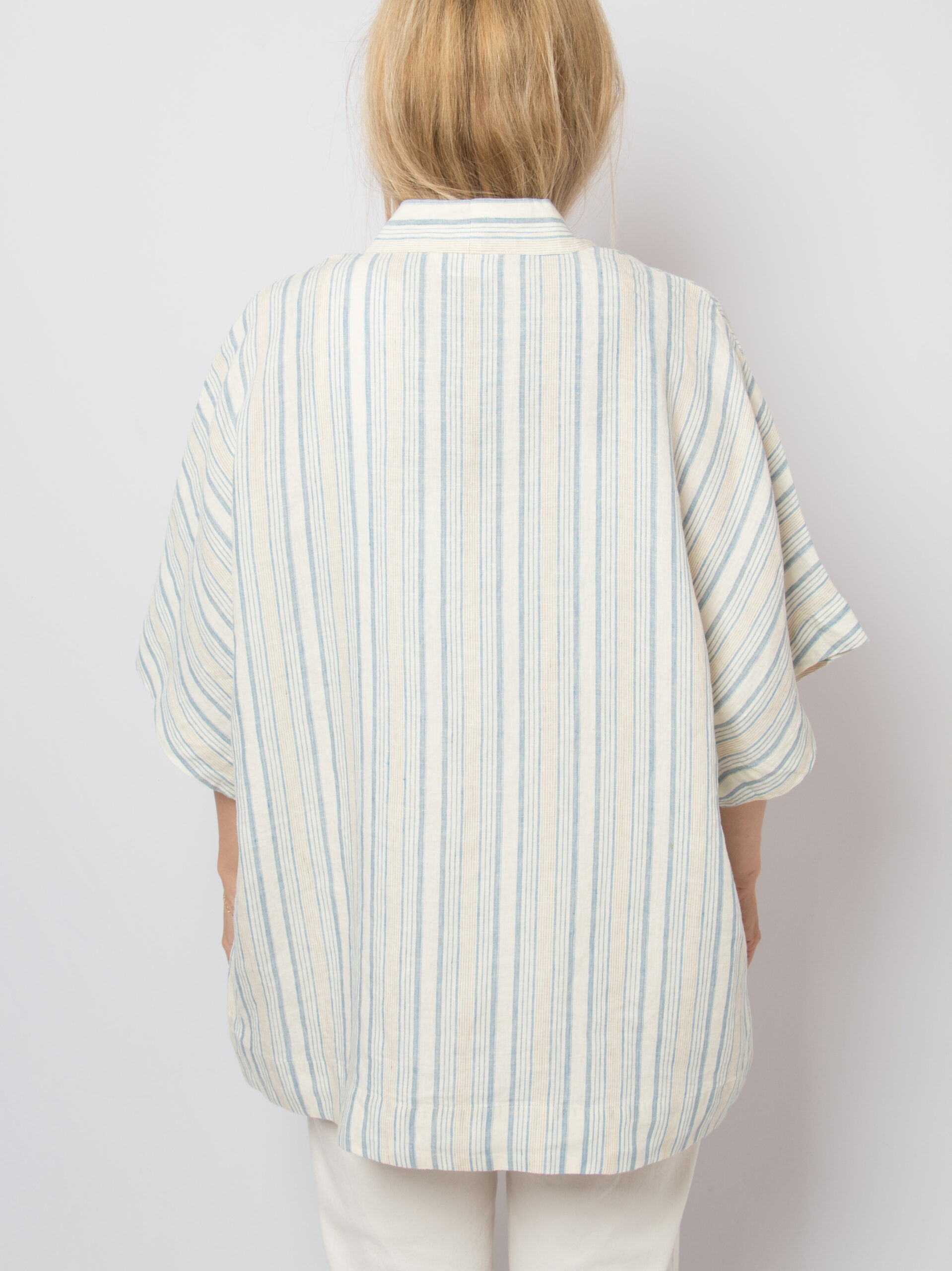 Vintage Striped Linen Kimono Jacket Vintage Striped Linen Kimono Jacket - Image 3
