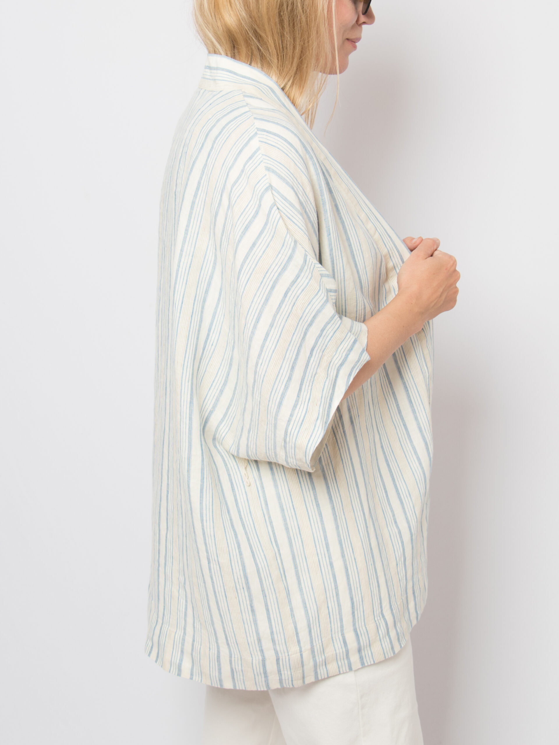 Vintage Striped Linen Kimono Jacket Vintage Striped Linen Kimono Jacket - Image 4