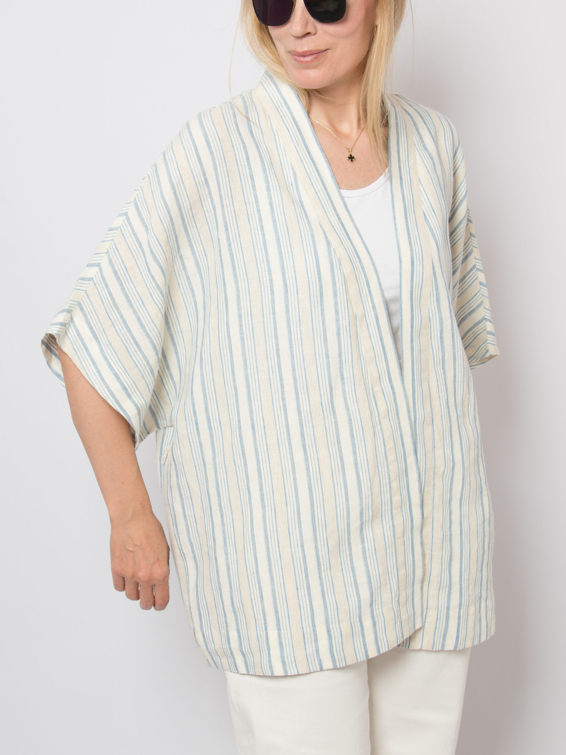 Vintage Striped Linen Kimono Jacket Vintage Striped Linen Kimono Jacket - Image 6