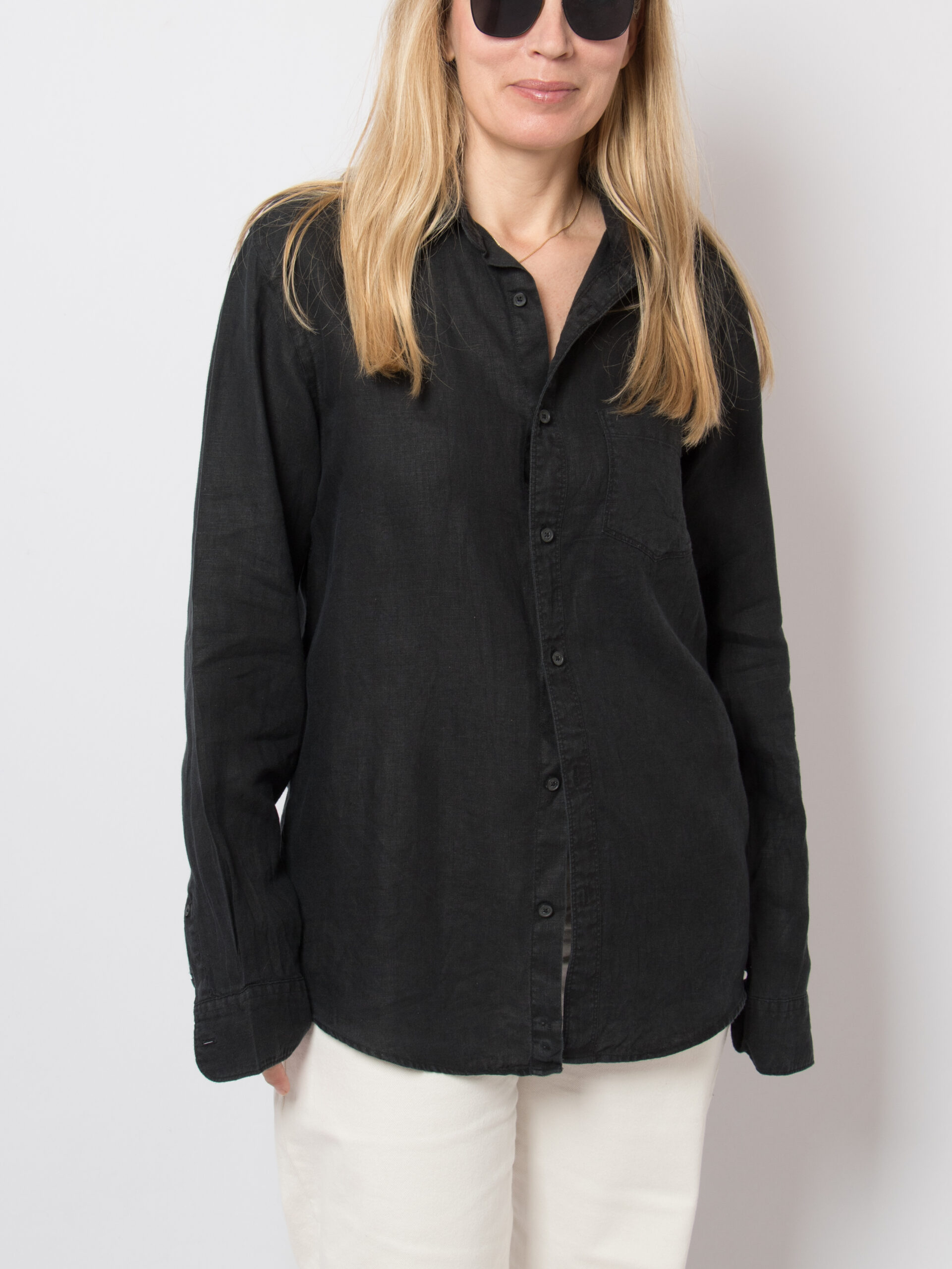 Vintage Black Long Sleeve Linen Shirt Vintage Black Long Sleeve Linen Shirt - Image 2