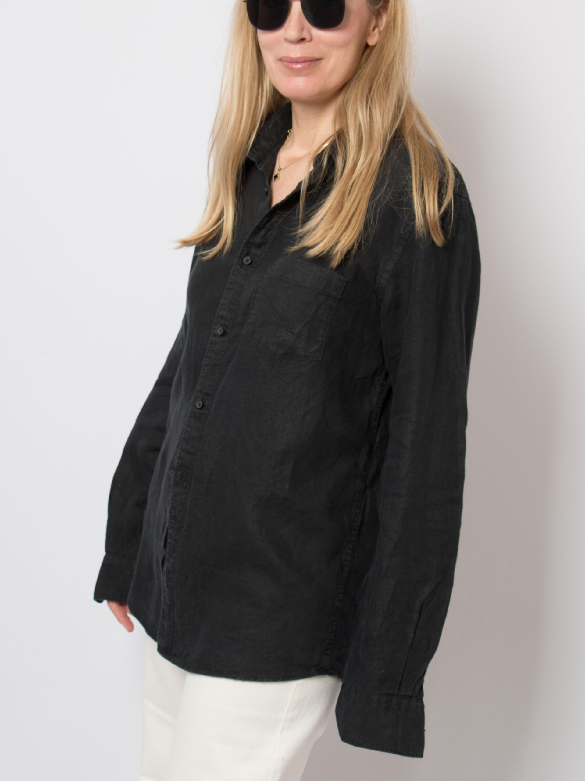 Vintage Black Long Sleeve Linen Shirt Vintage Black Long Sleeve Linen Shirt - Image 3