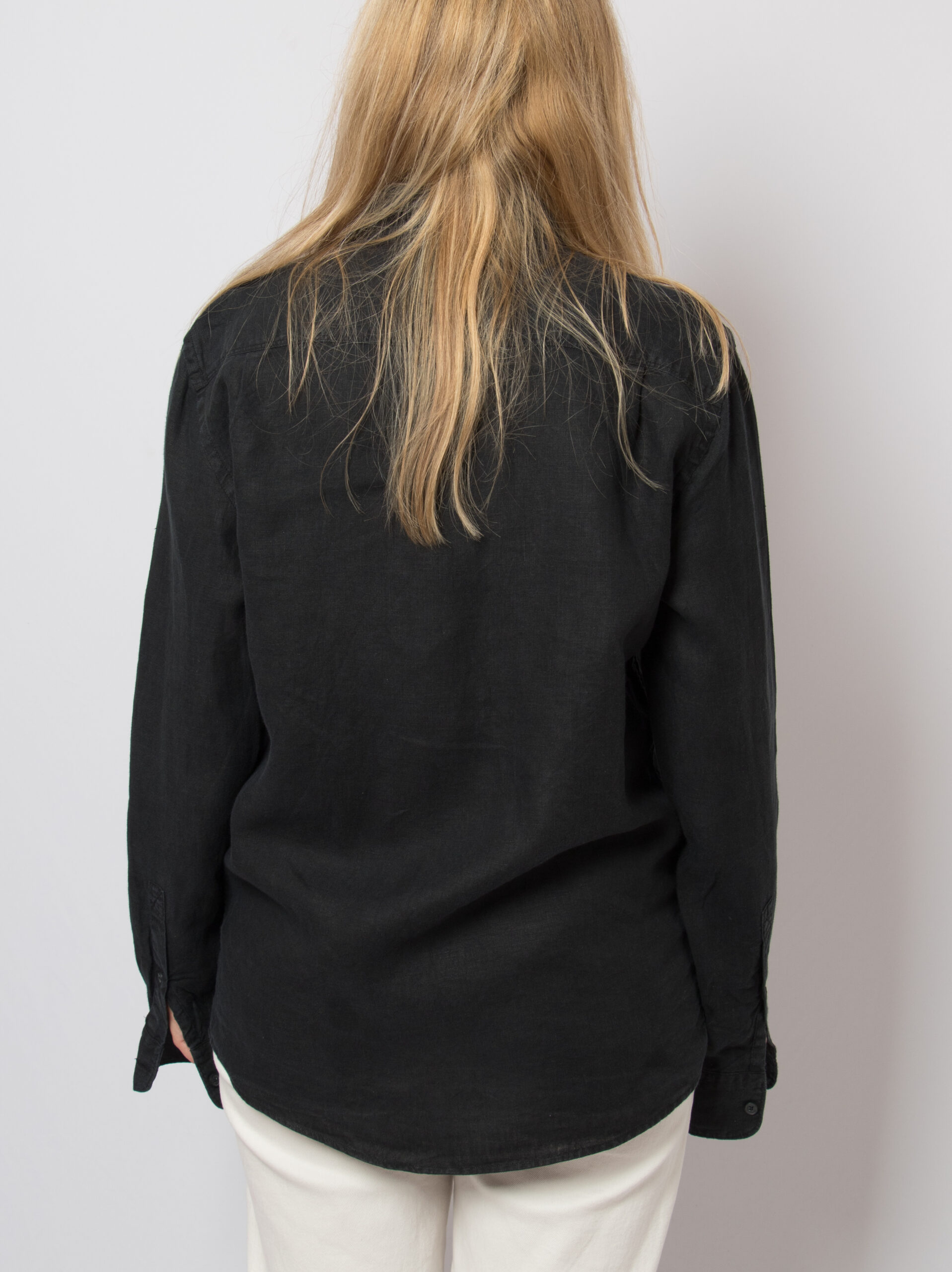 Vintage Black Long Sleeve Linen Shirt Vintage Black Long Sleeve Linen Shirt - Image 4