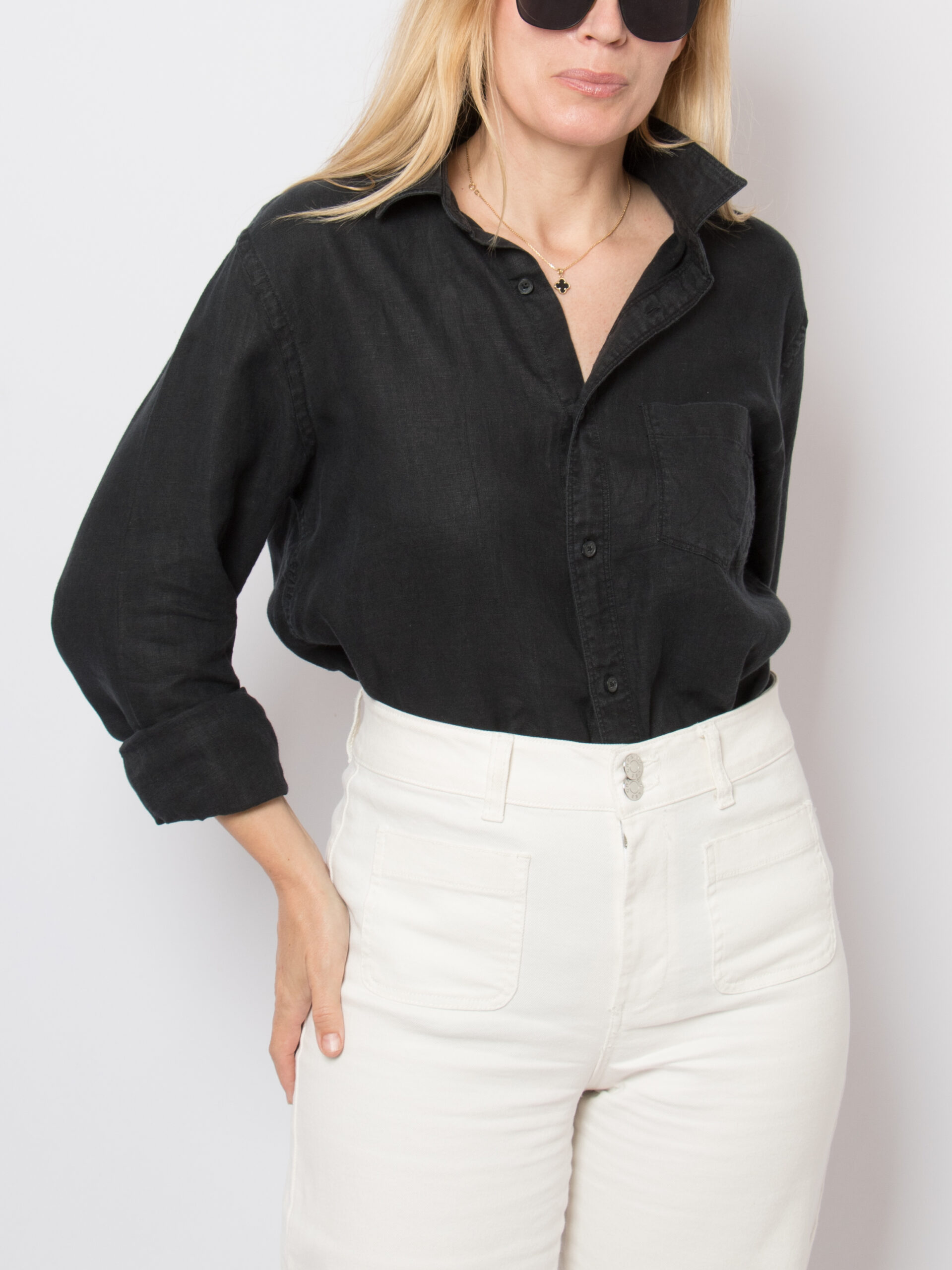 Vintage Black Long Sleeve Linen Shirt Vintage Black Long Sleeve Linen Shirt