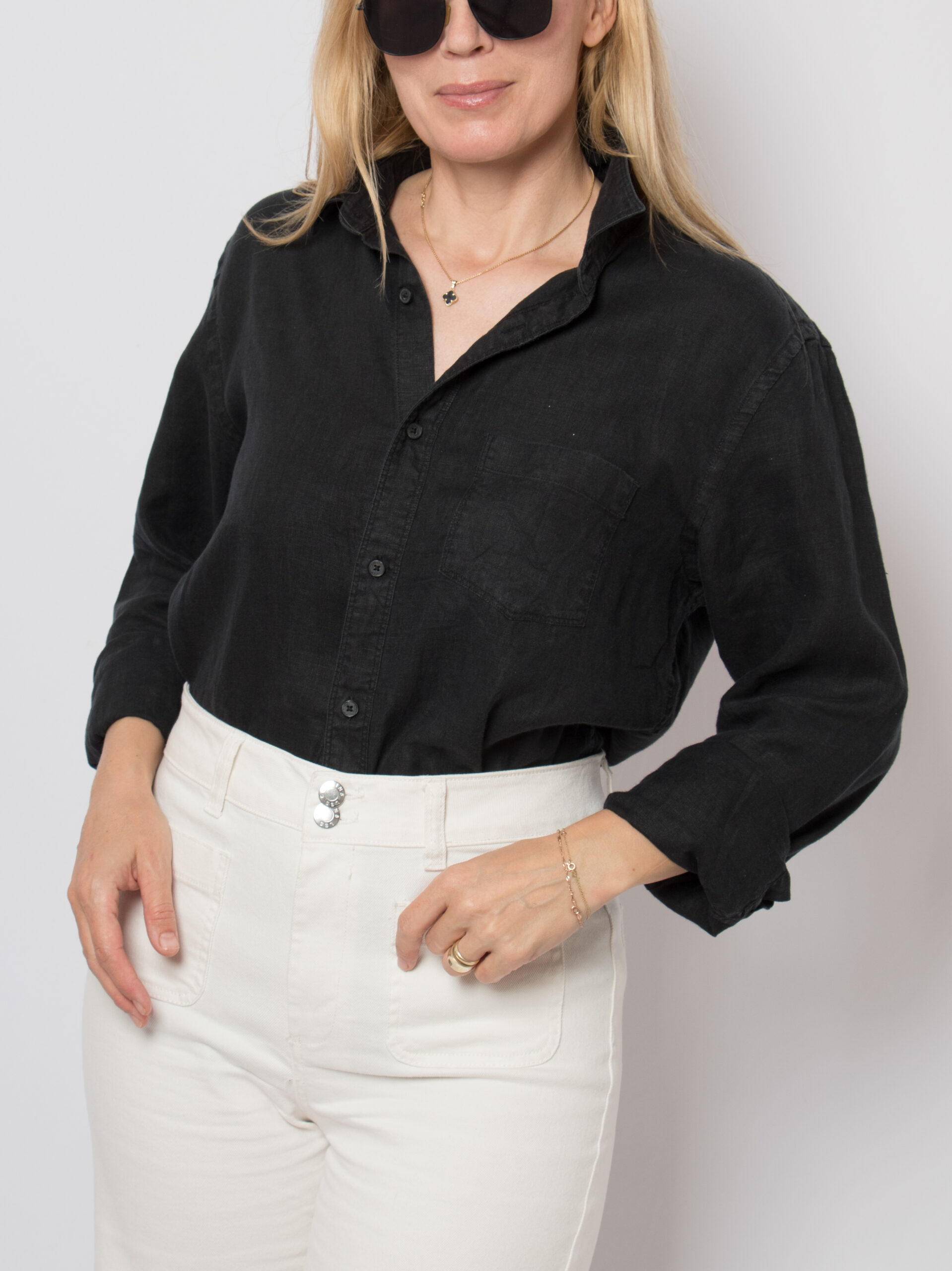 Vintage Black Long Sleeve Linen Shirt Vintage Black Long Sleeve Linen Shirt - Image 7