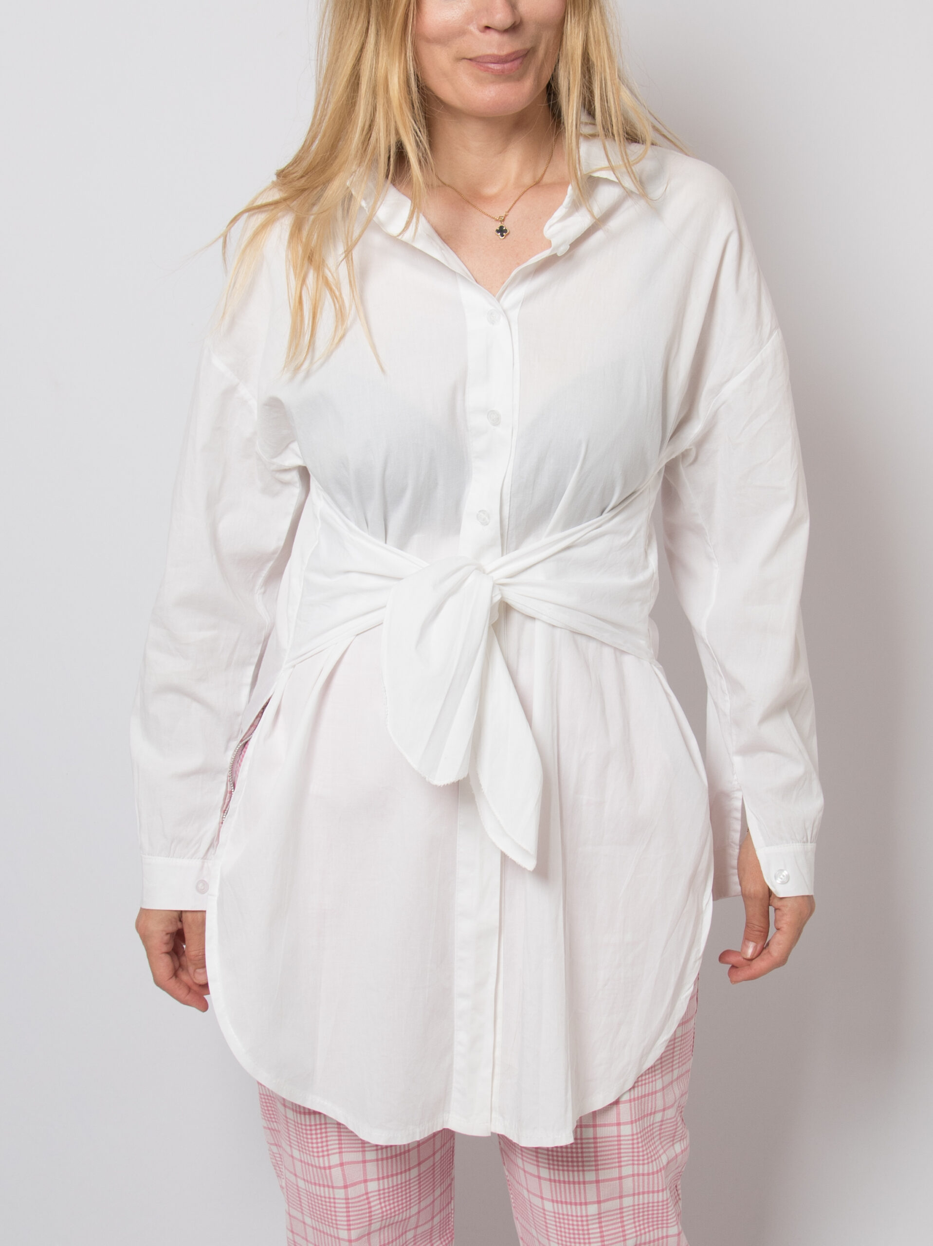 Oversized Shirt Tunic Wrap Tie Waist Oversized Shirt Tunic Wrap Tie Waist - Image 4