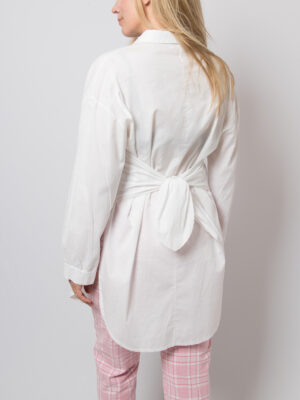 Oversized Shirt Tunic Wrap Tie Waist