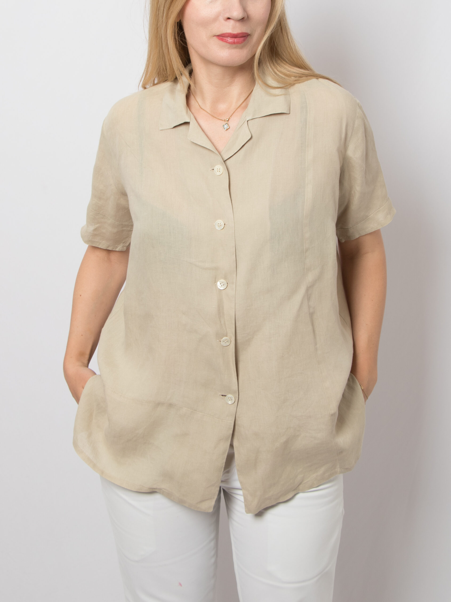 ASPESI Vintage Khaki Linen Shirt ASPESI Vintage Khaki Linen Shirt - Image 2