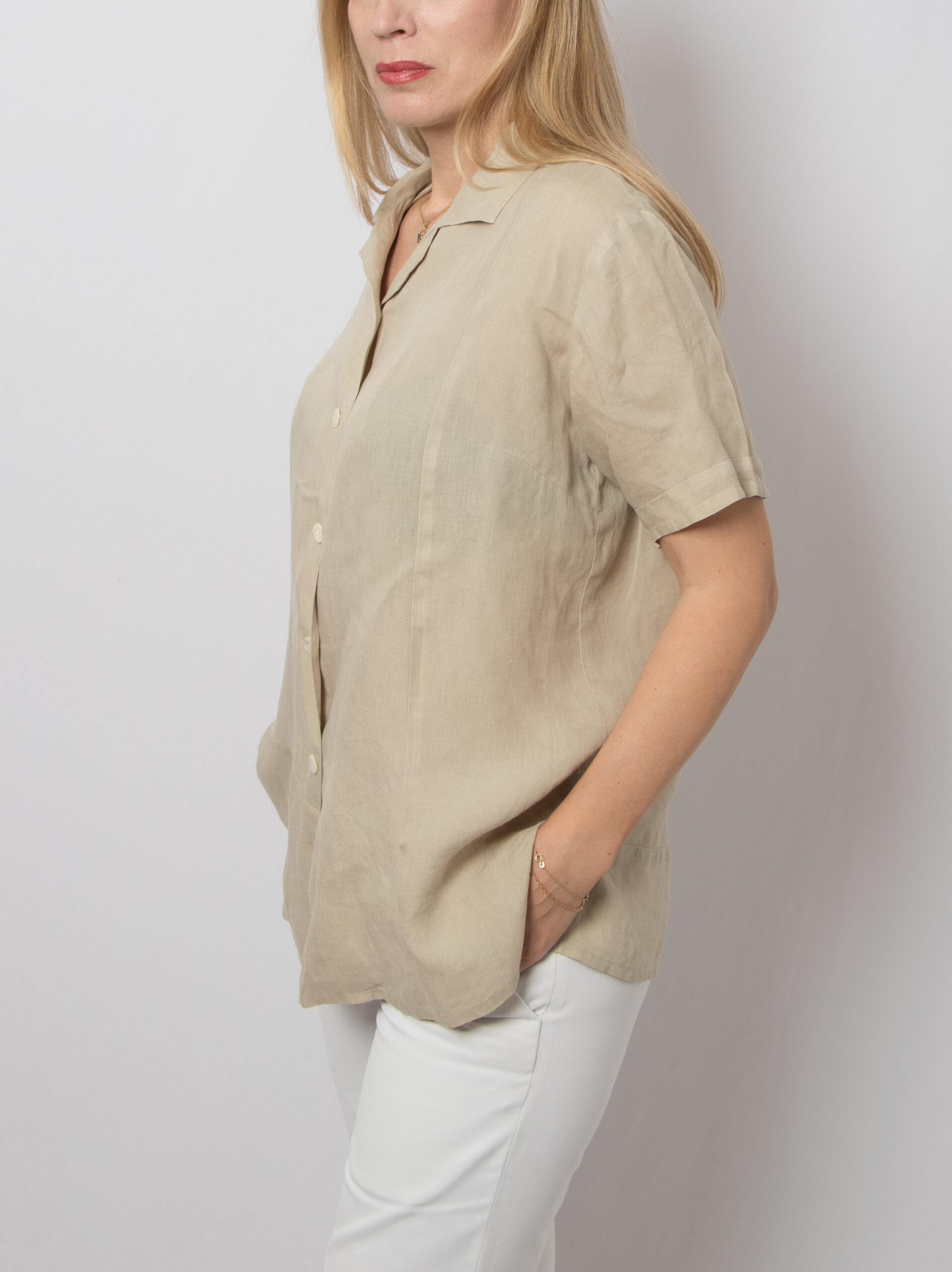 ASPESI Vintage Khaki Linen Shirt ASPESI Vintage Khaki Linen Shirt - Image 3