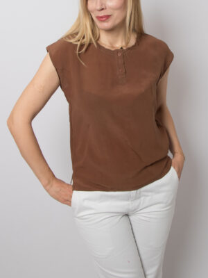 Vintage Brown Silk Cami Blouse