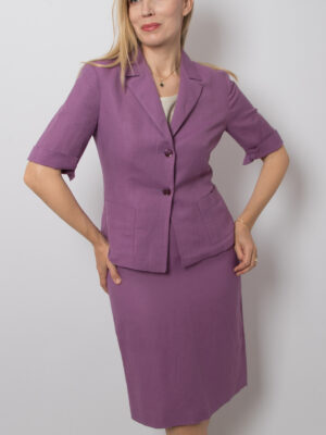 Marella Purple Linen Skirt Suit