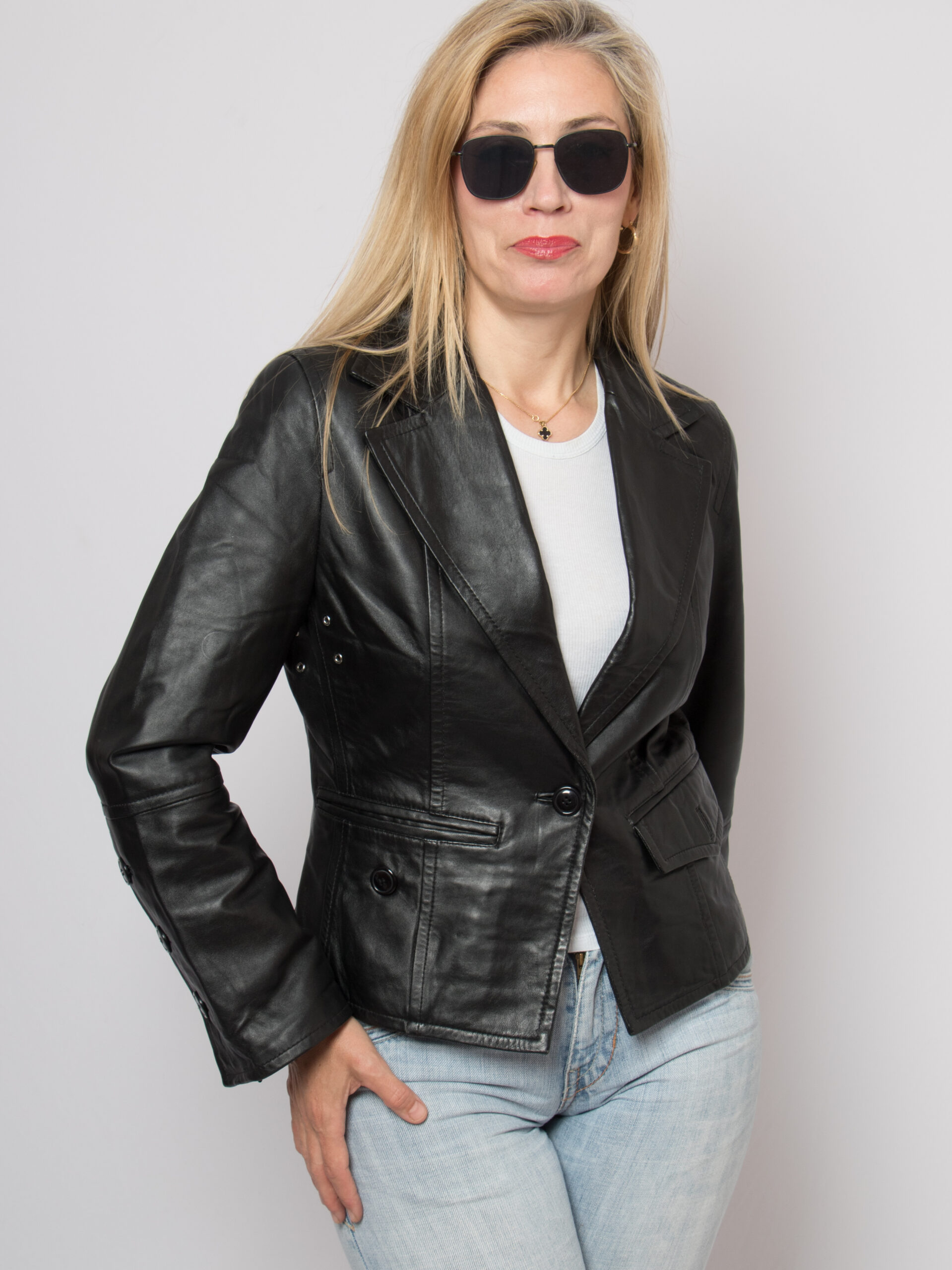 Vintage Black Leather Blazer Jacket Vintage Black Leather Blazer Jacket