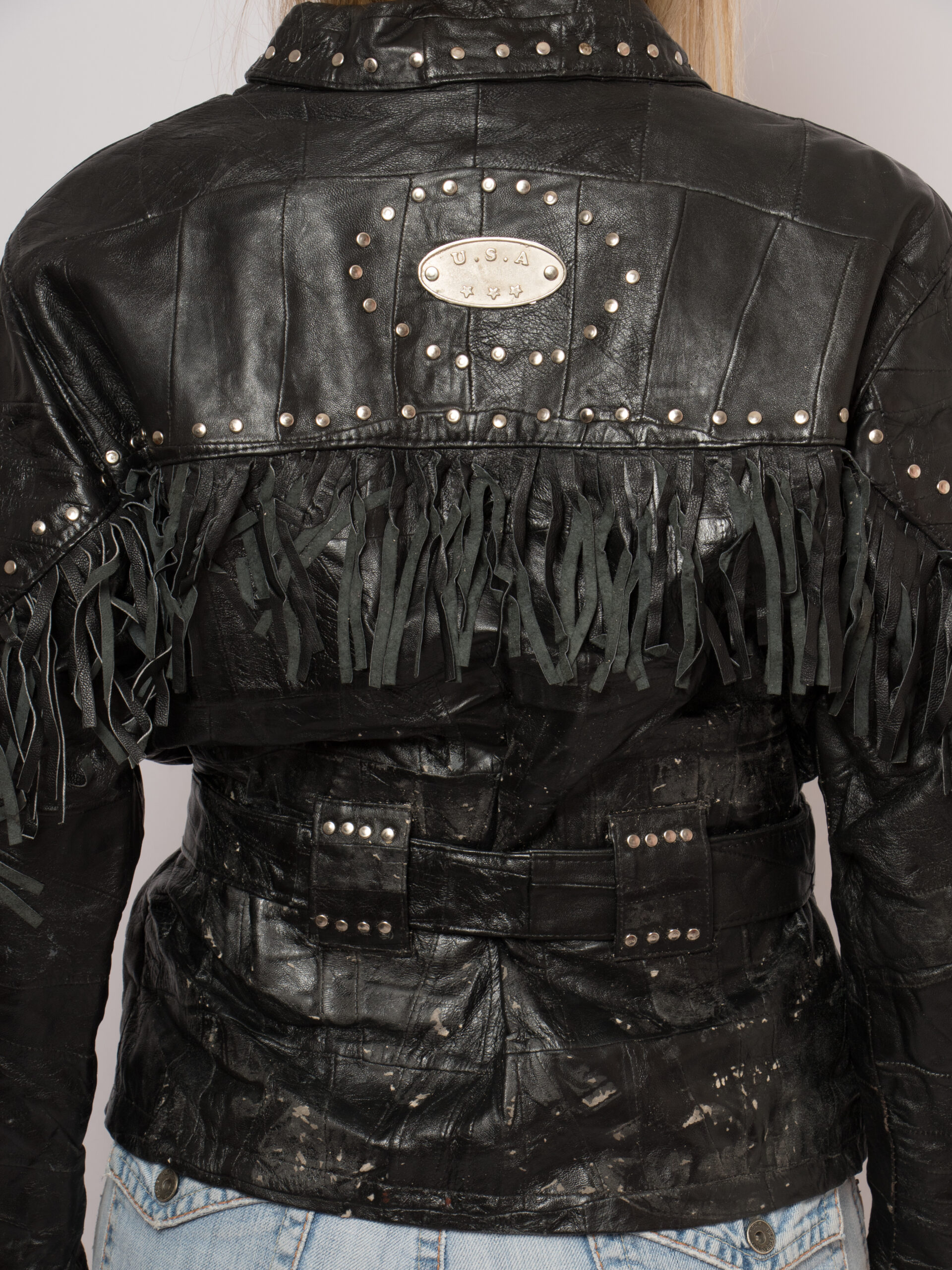 80s Black Leather Fringed Biker Jacket 80s Black Leather Fringed Biker Jacket - Image 9