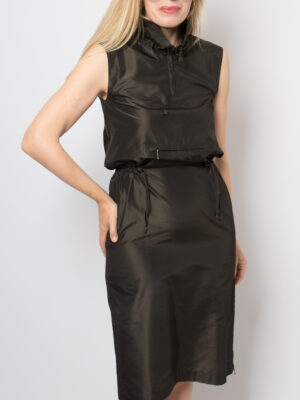 Silk Taffeta Utility Dress Military Inspired