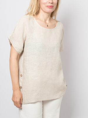Oatmeal Oversized Linen Tunic Top