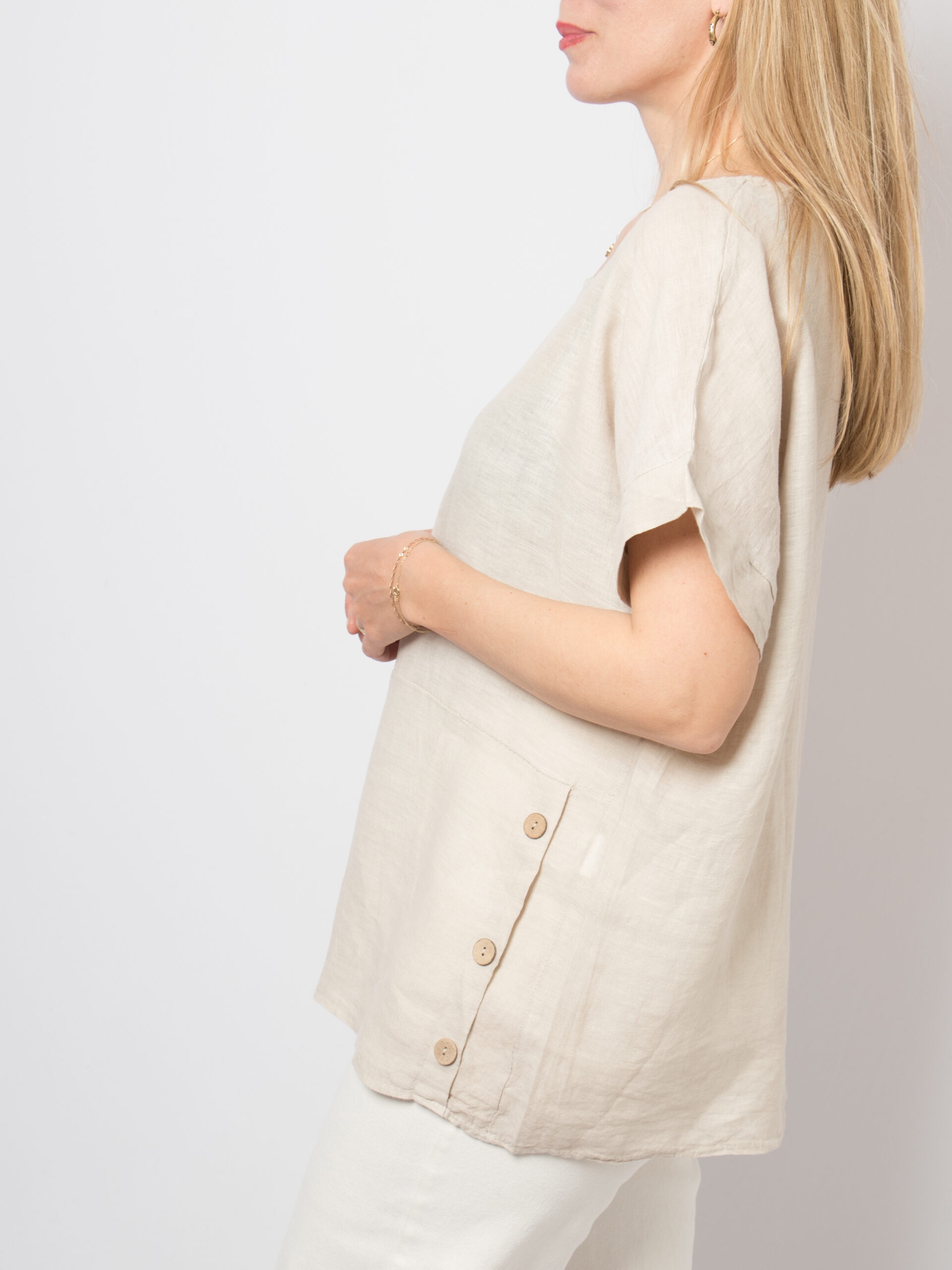 Oatmeal Oversized Linen Tunic Top Oatmeal Oversized Linen Tunic Top - Image 3