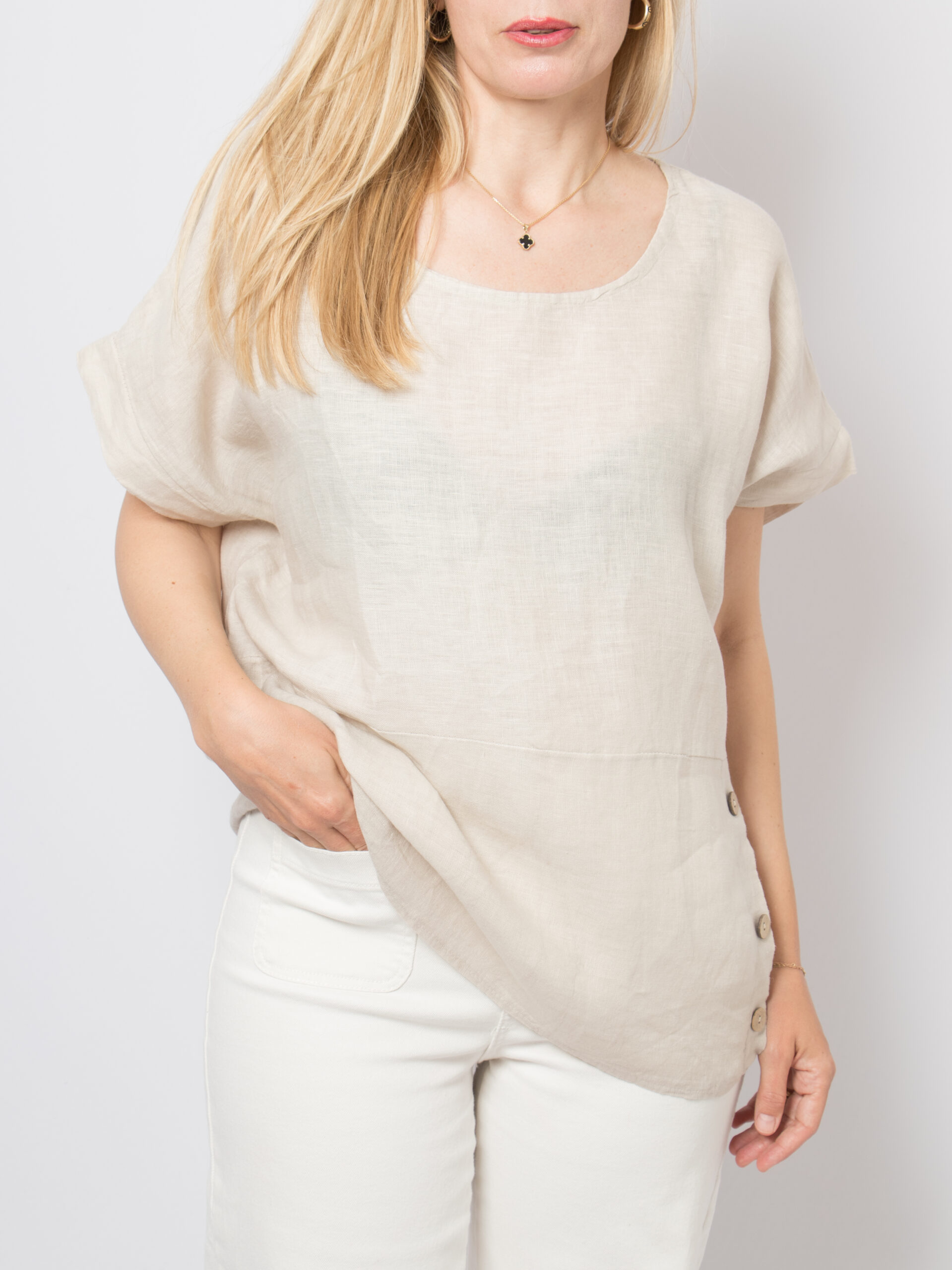Oatmeal Oversized Linen Tunic Top Oatmeal Oversized Linen Tunic Top - Image 5