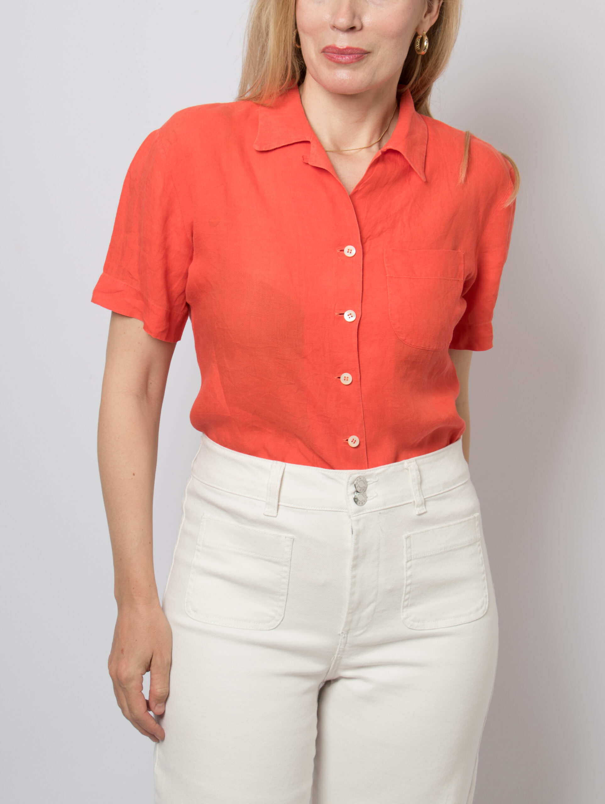 Vintage MAX MARA Red Linen Blouse Vintage MAX MARA Red Linen Blouse - Image 4