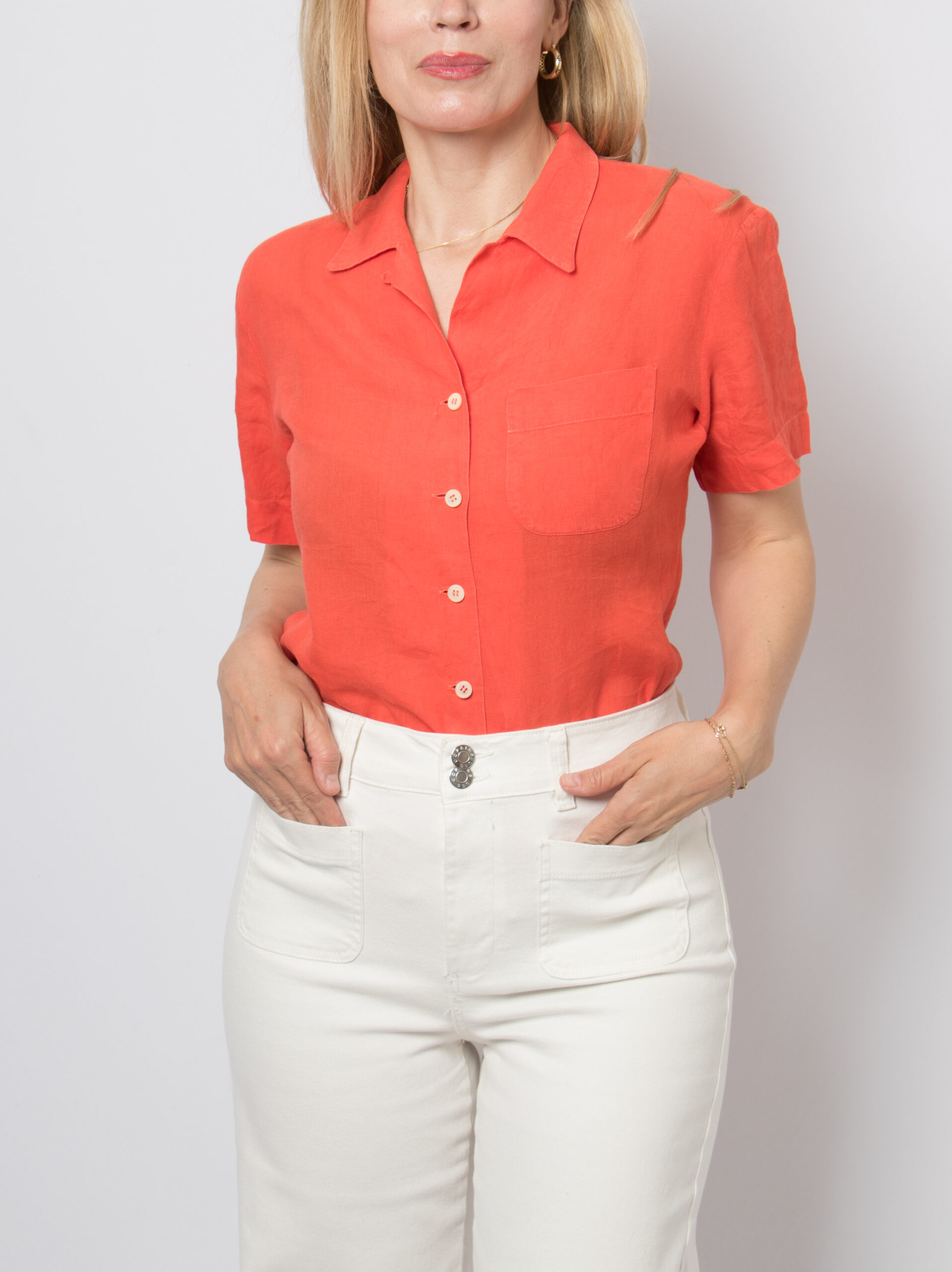 Vintage MAX MARA Red Linen Blouse Vintage MAX MARA Red Linen Blouse - Image 5