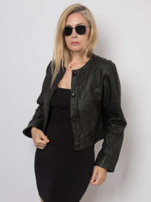 Vintage Black Cropped Leather Jacket