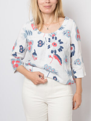 Y2K BODEN Floral Linen Blouse