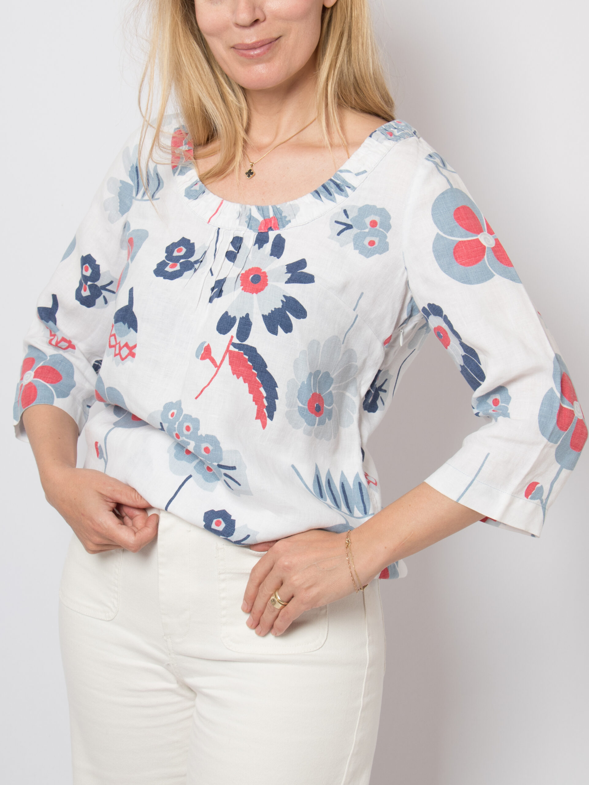 Y2K BODEN Floral Linen Blouse Y2K BODEN Floral Linen Blouse - Image 5