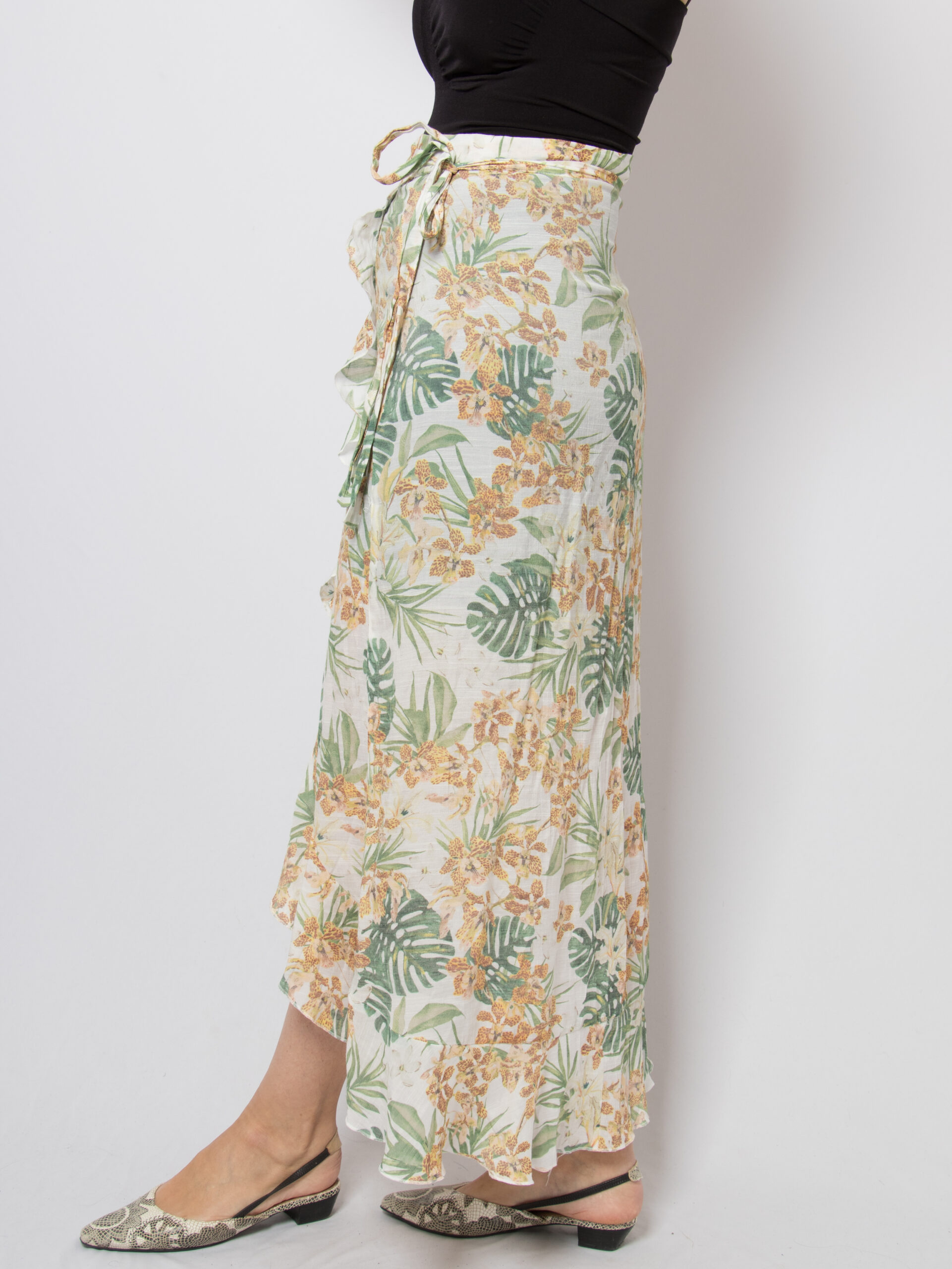 Vintage Maxi Wrap Skirt Ruffle Hem Vintage Maxi Wrap Skirt Ruffle Hem - Image 3