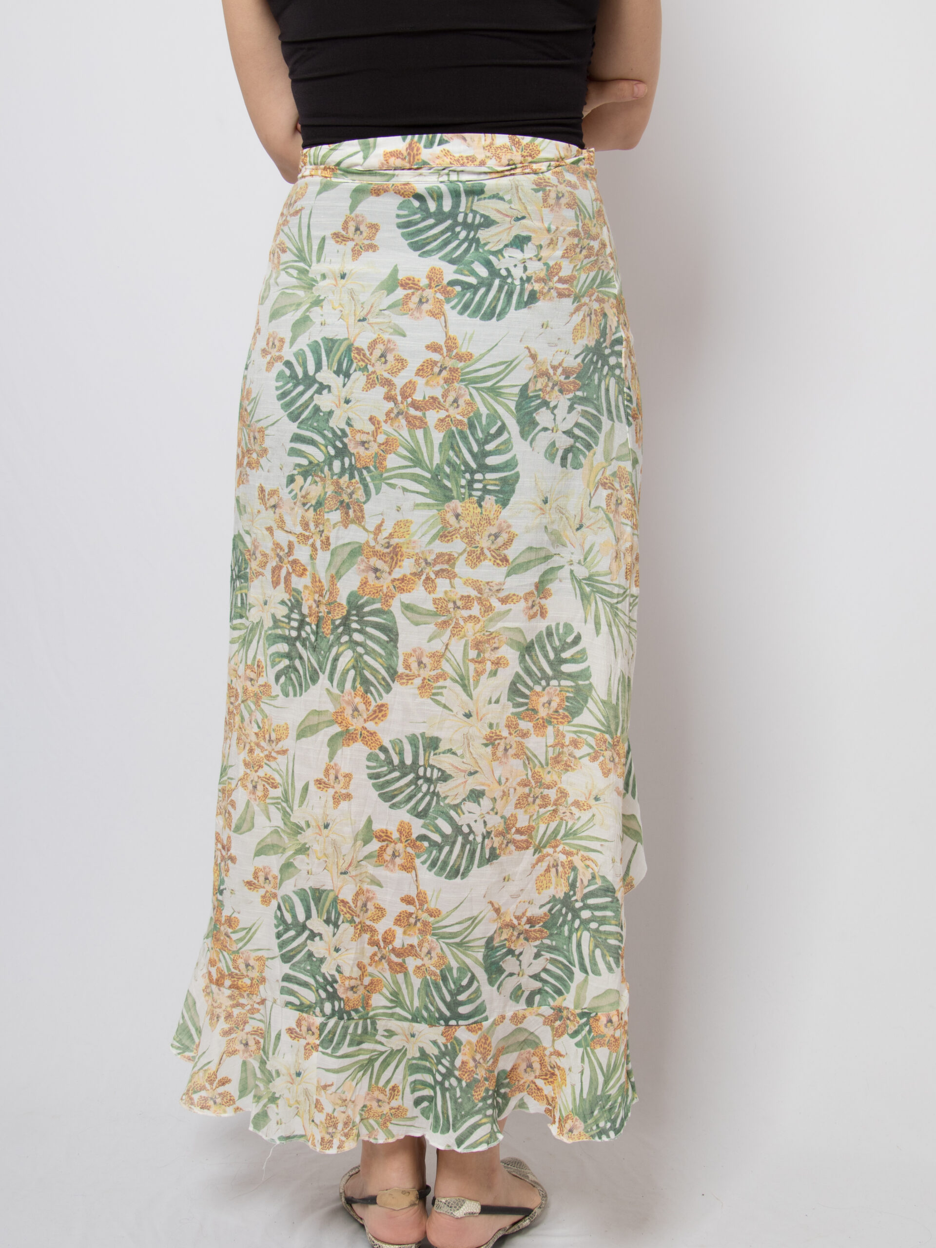 Vintage Maxi Wrap Skirt Ruffle Hem Vintage Maxi Wrap Skirt Ruffle Hem - Image 4
