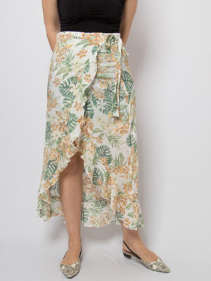 Vintage Maxi Wrap Skirt Ruffle Hem