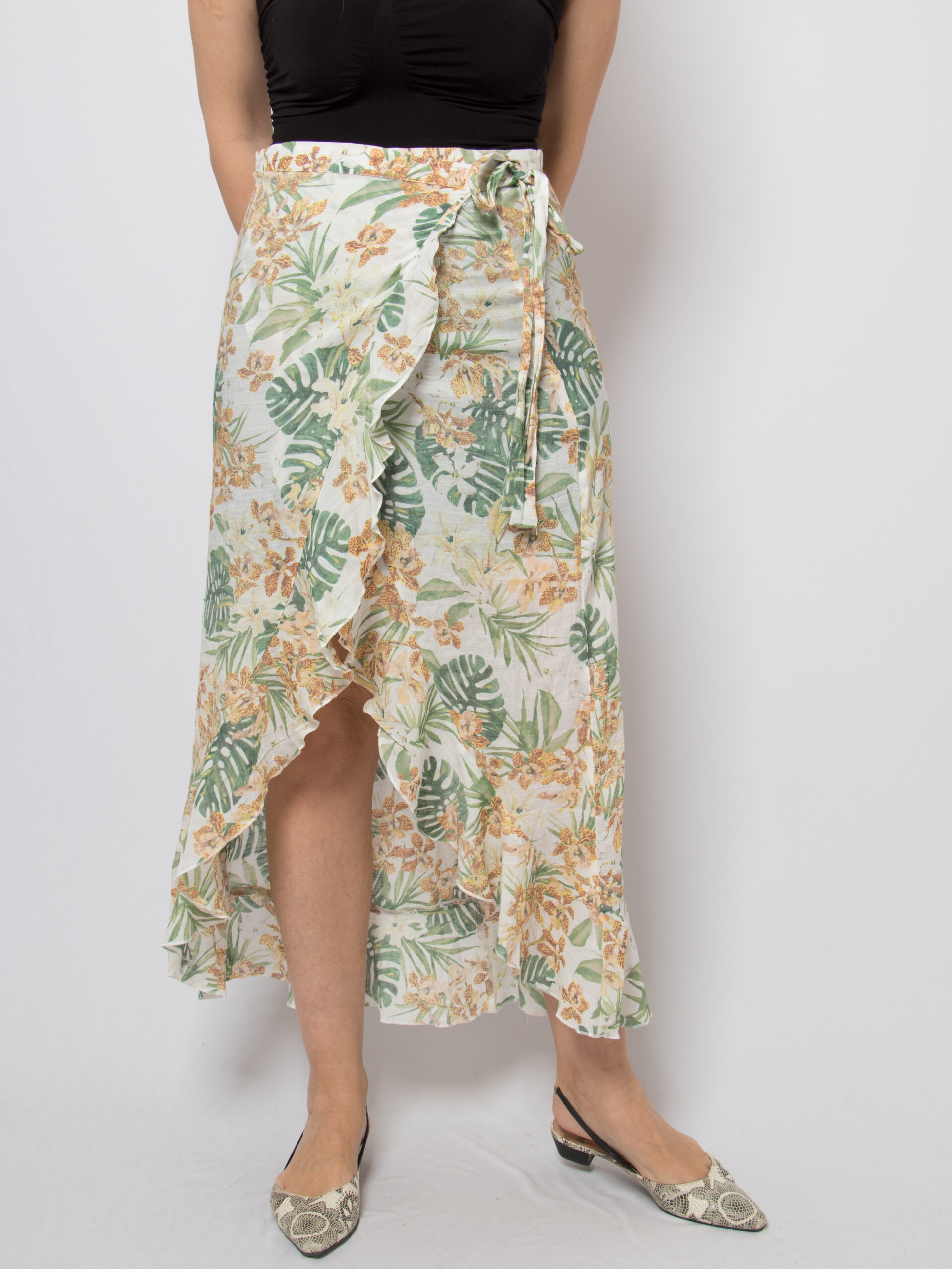Vintage Maxi Wrap Skirt Ruffle Hem Vintage Maxi Wrap Skirt Ruffle Hem