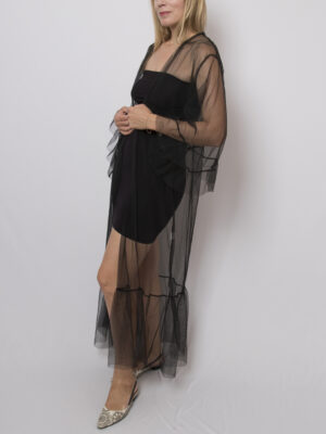 Vintage Sheer Black Kimono Duster